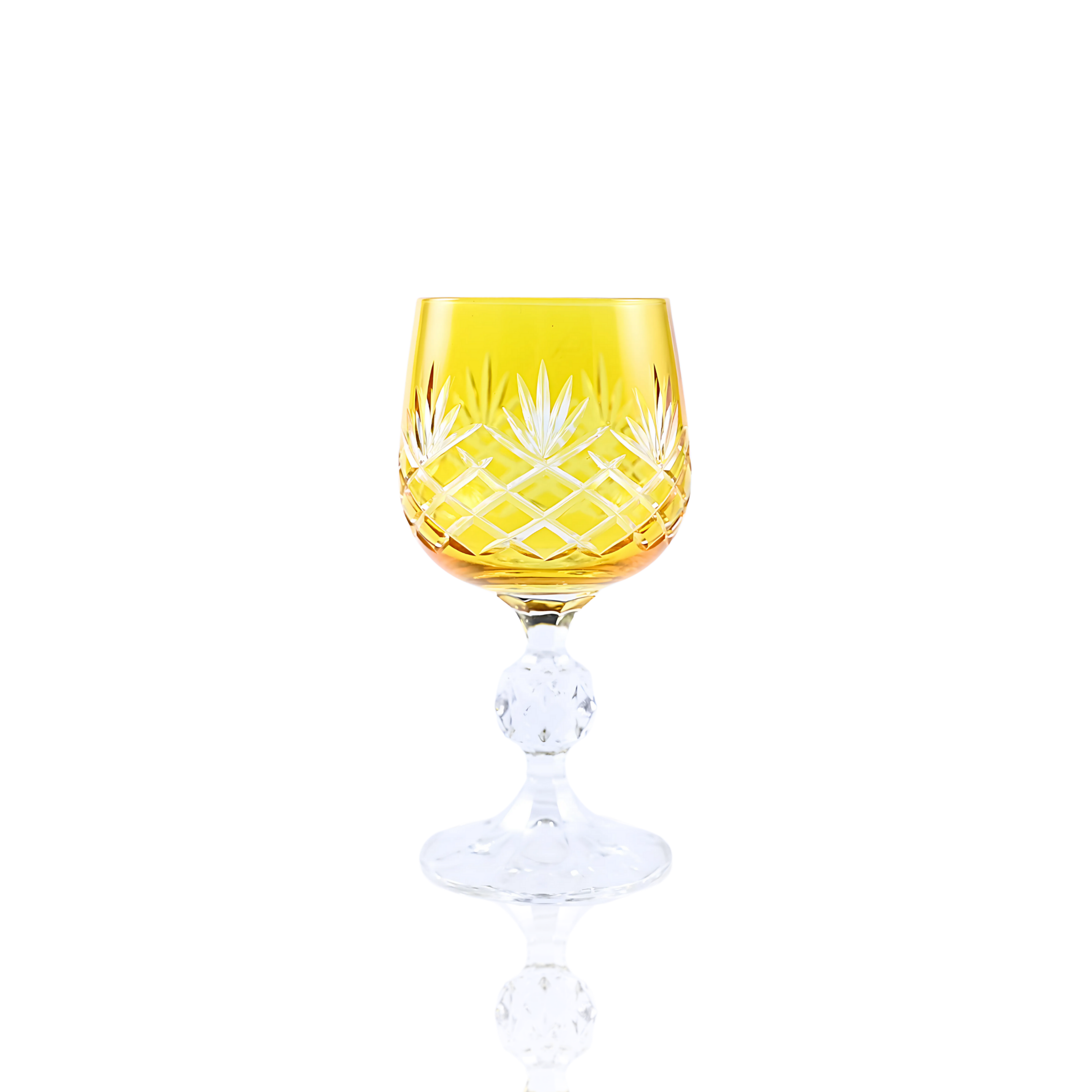 Ara Cut Crystal Small Wine Goblet - Set Of 2 - Margerie Crystal USA