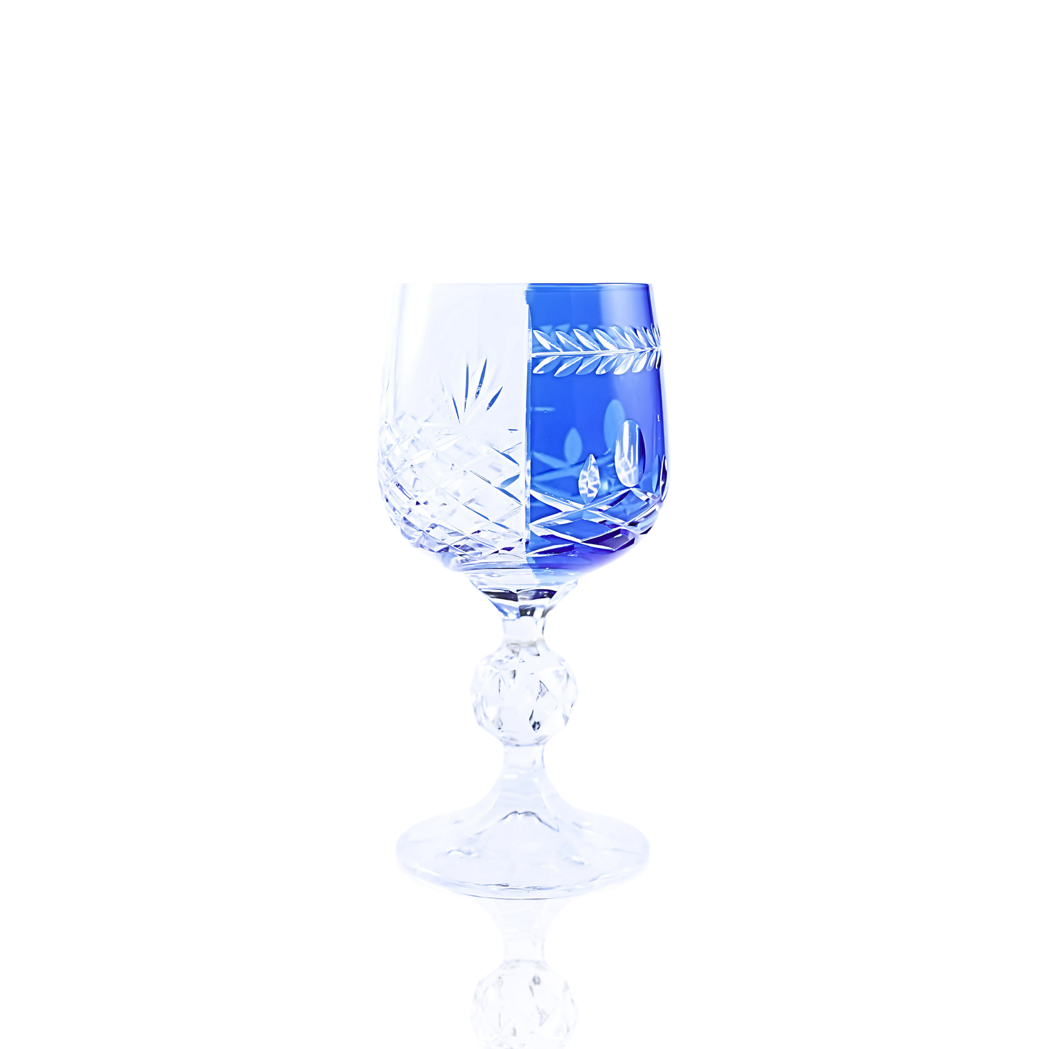 Hybrid Cut Crystal Small Wine Goblet - Set Of 2 - Margerie Crystal USA