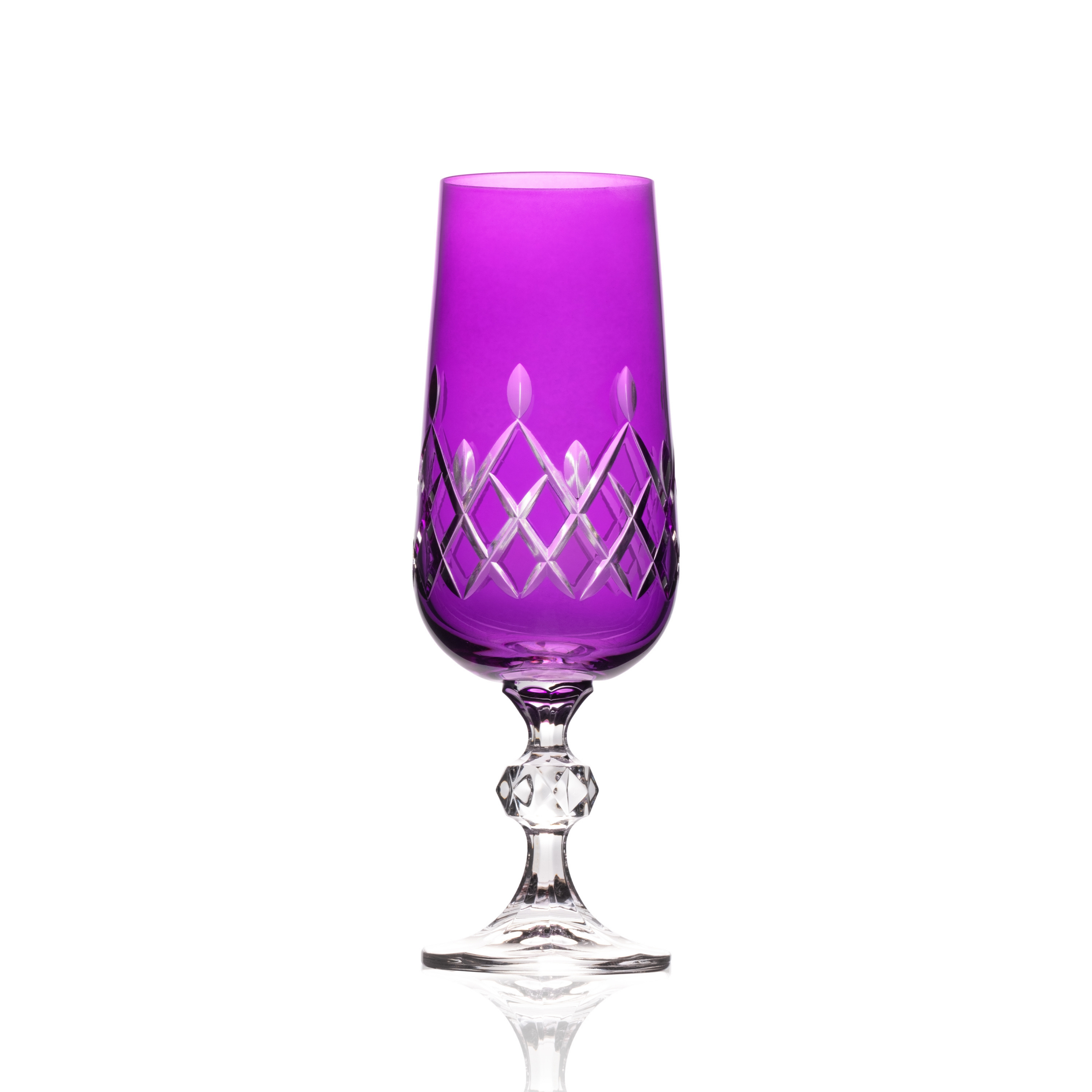 Aria Cut Crystal Champagne Flutes - Set Of 2 - Margerie Crystal USA