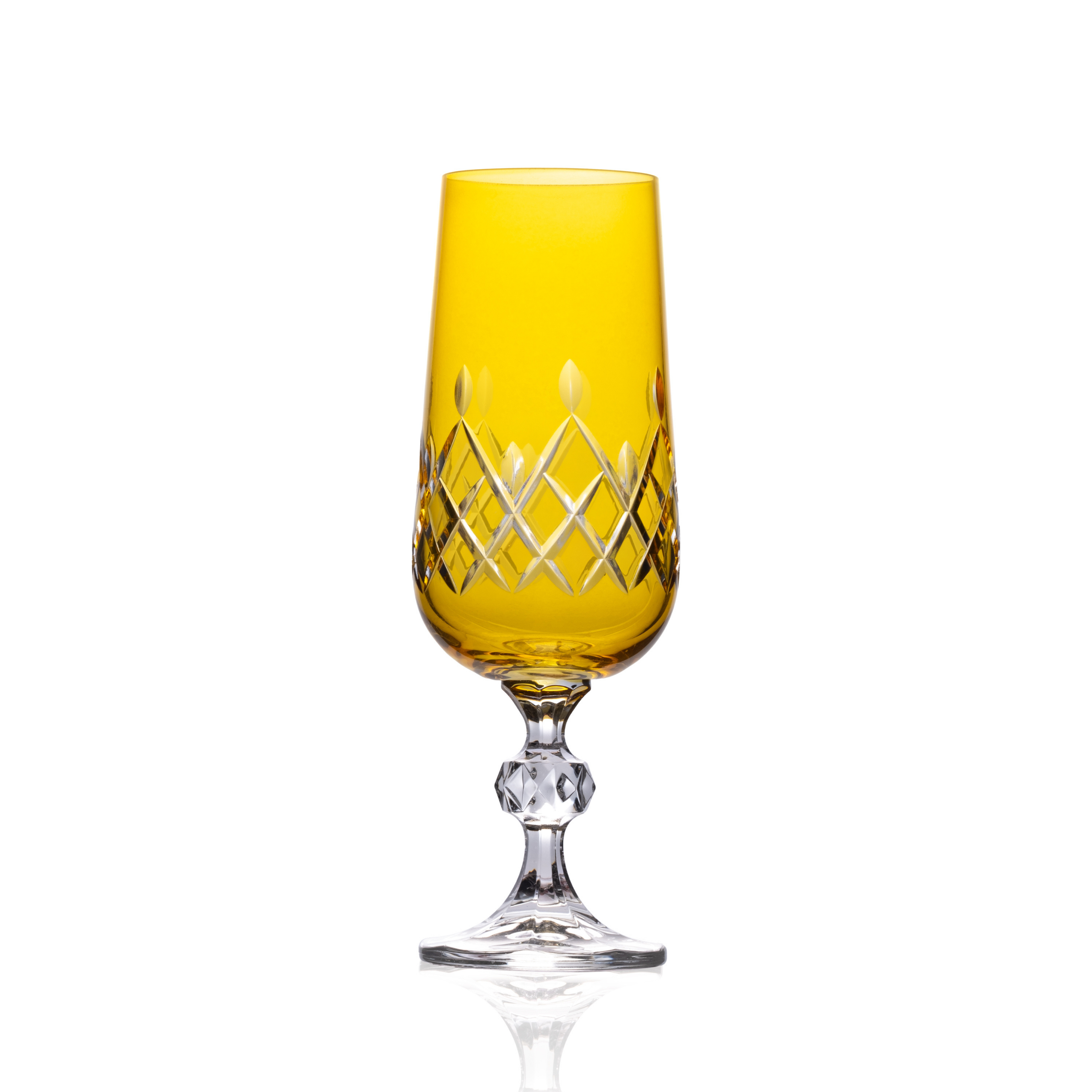 Aria Cut Crystal Champagne Flutes - Set Of 2 - Margerie Crystal USA