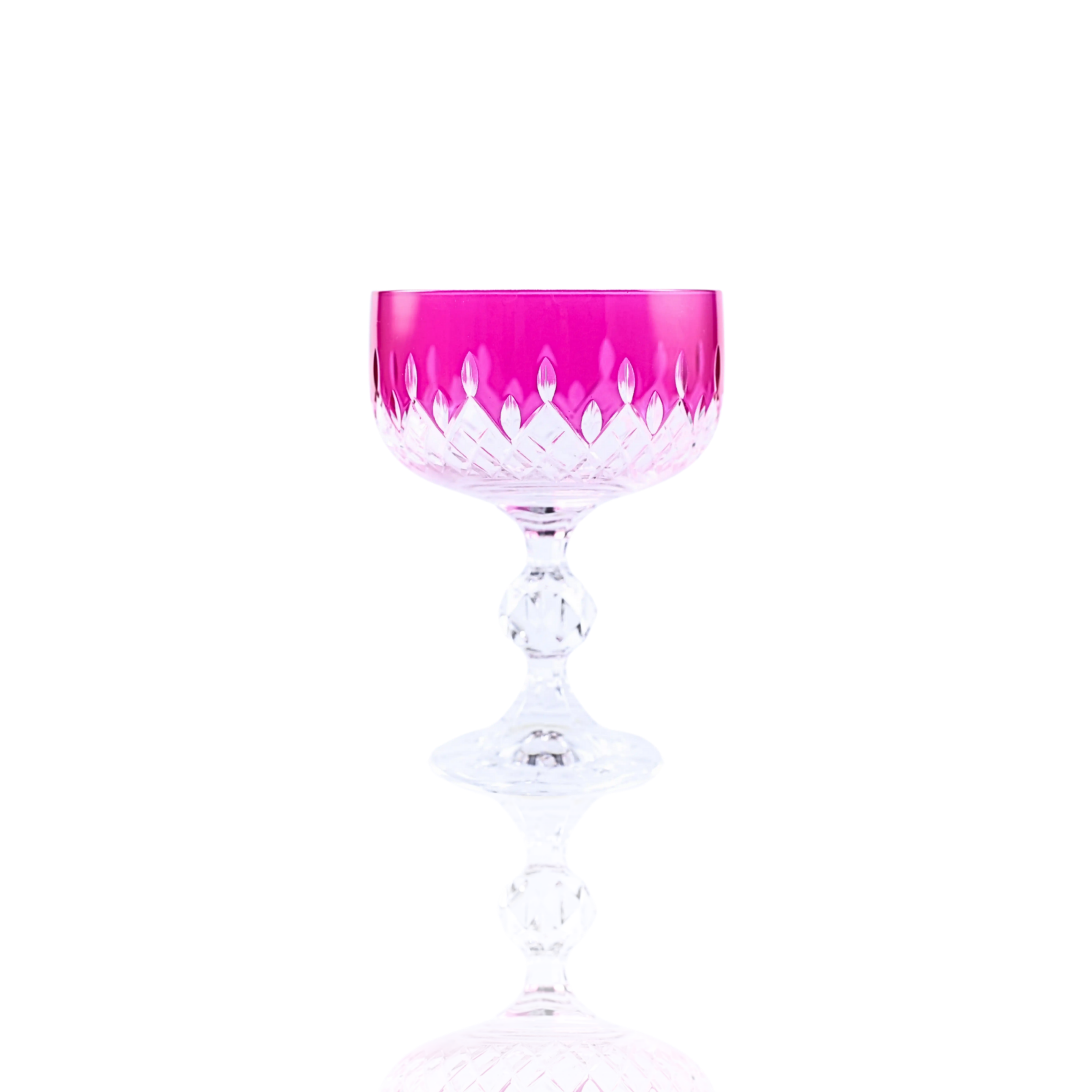 Aria Cut Crystal Champagne Coupe Glasses - Set Of 2 - Margerie Crystal USA
