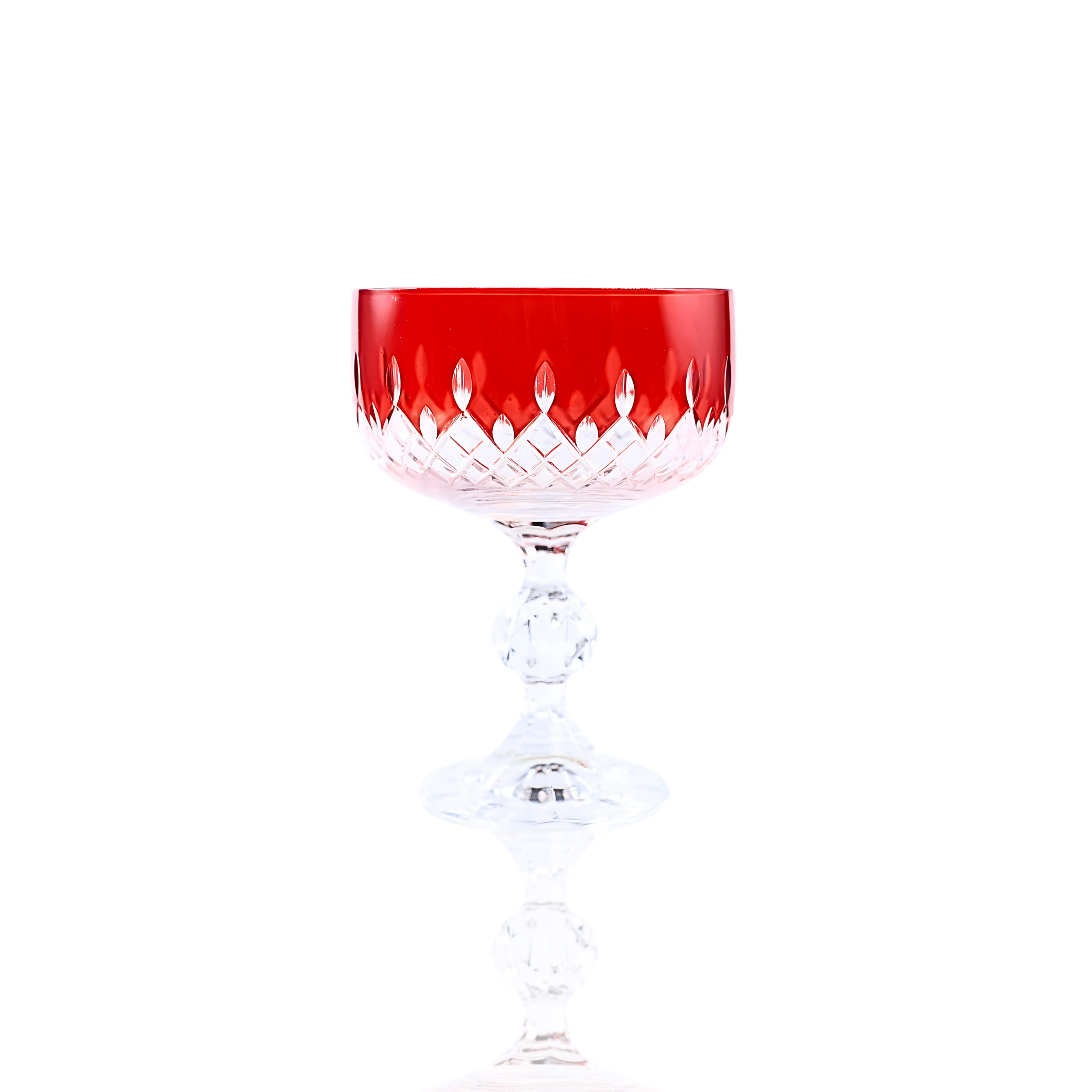 Aria Cut Crystal Champagne Coupe Glasses - Set Of 2 - Margerie Crystal USA