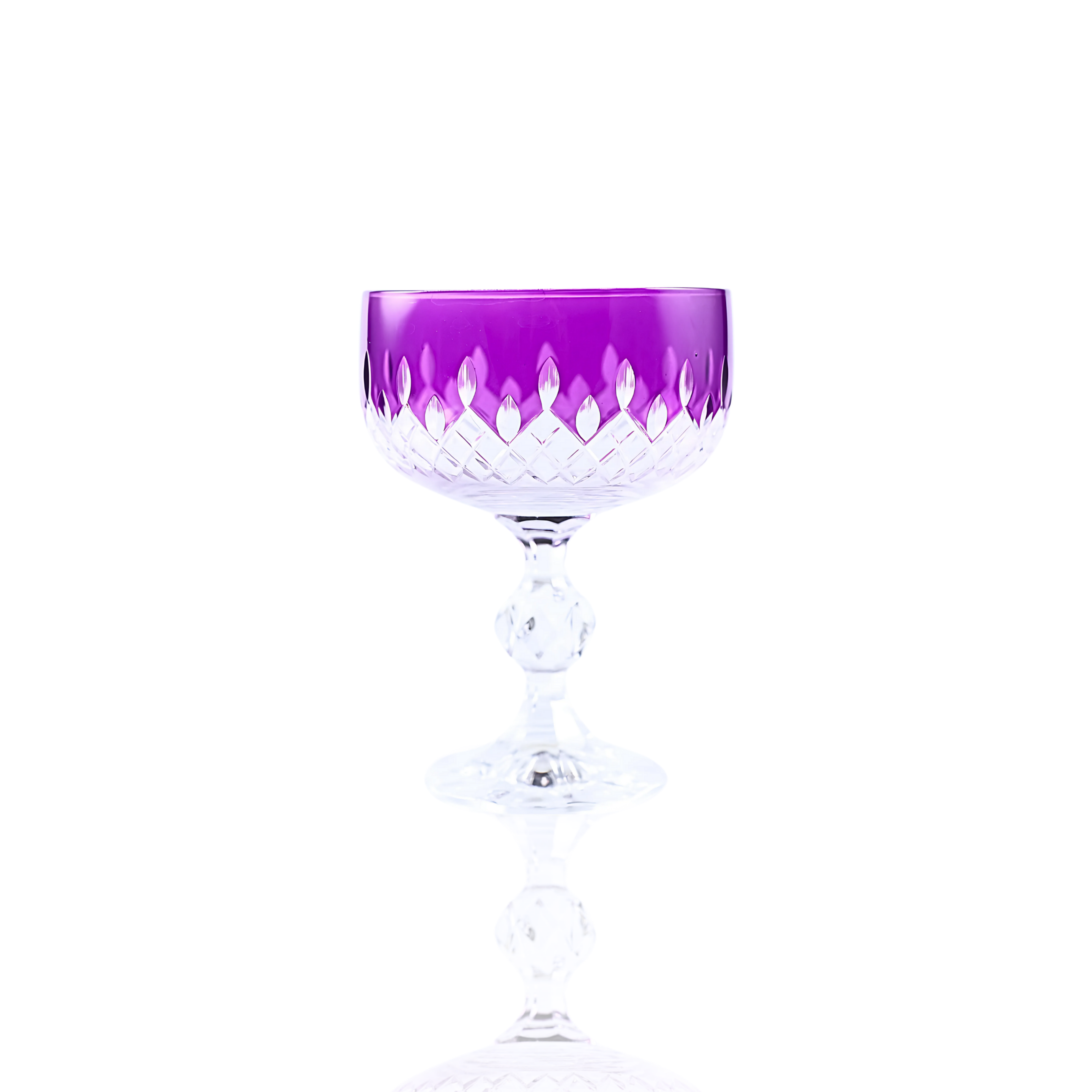 Aria Cut Crystal Champagne Coupe Glasses - Set Of 2 - Margerie Crystal USA