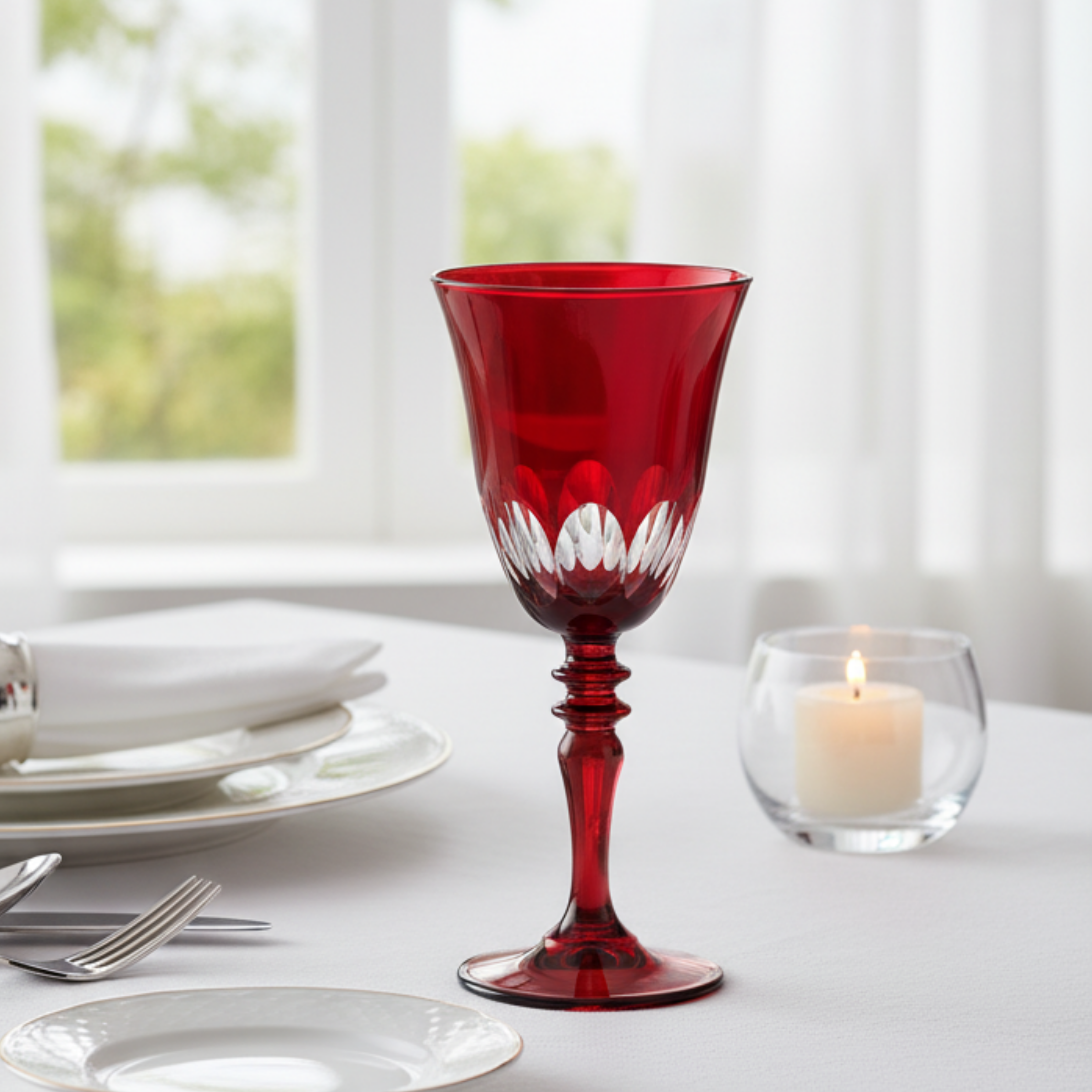 Nora Cut Crystal Wine Glasses - Set Of 2 - Margerie Crystal USA