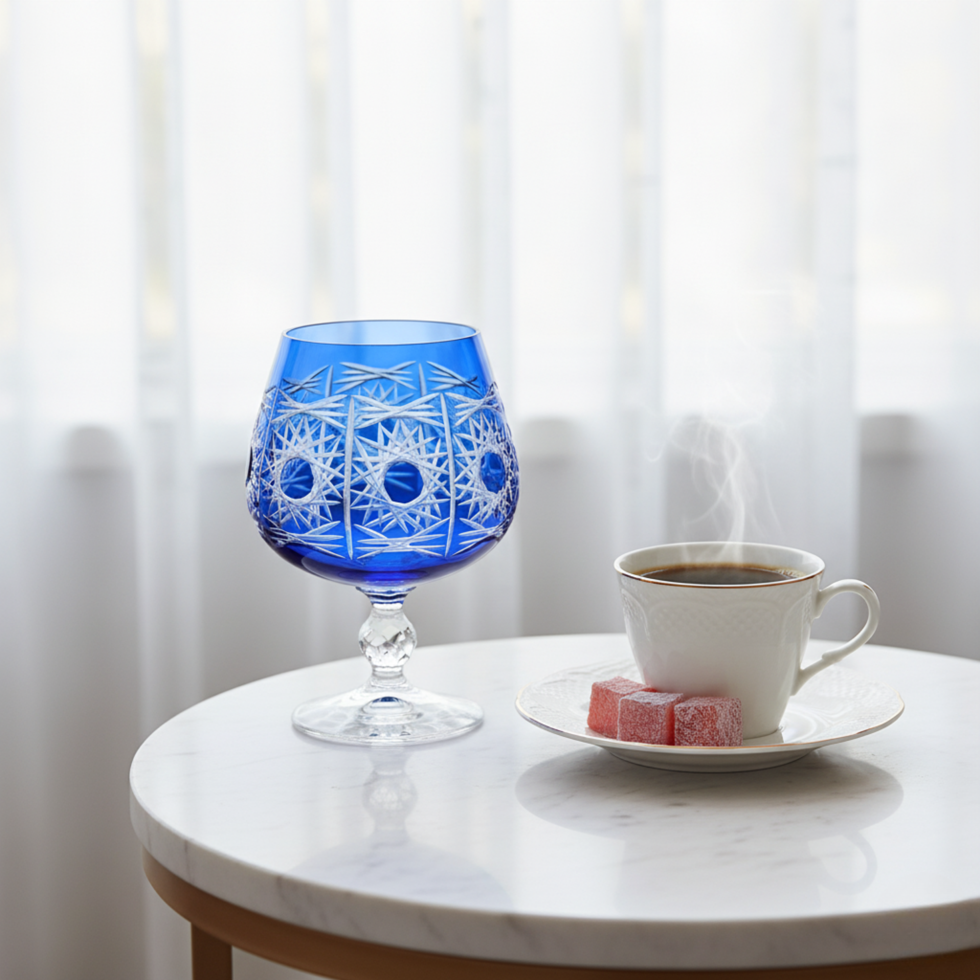 Pavo Cut Crystal Cognac Glasses - Set Of 2 - Margerie Crystal USA