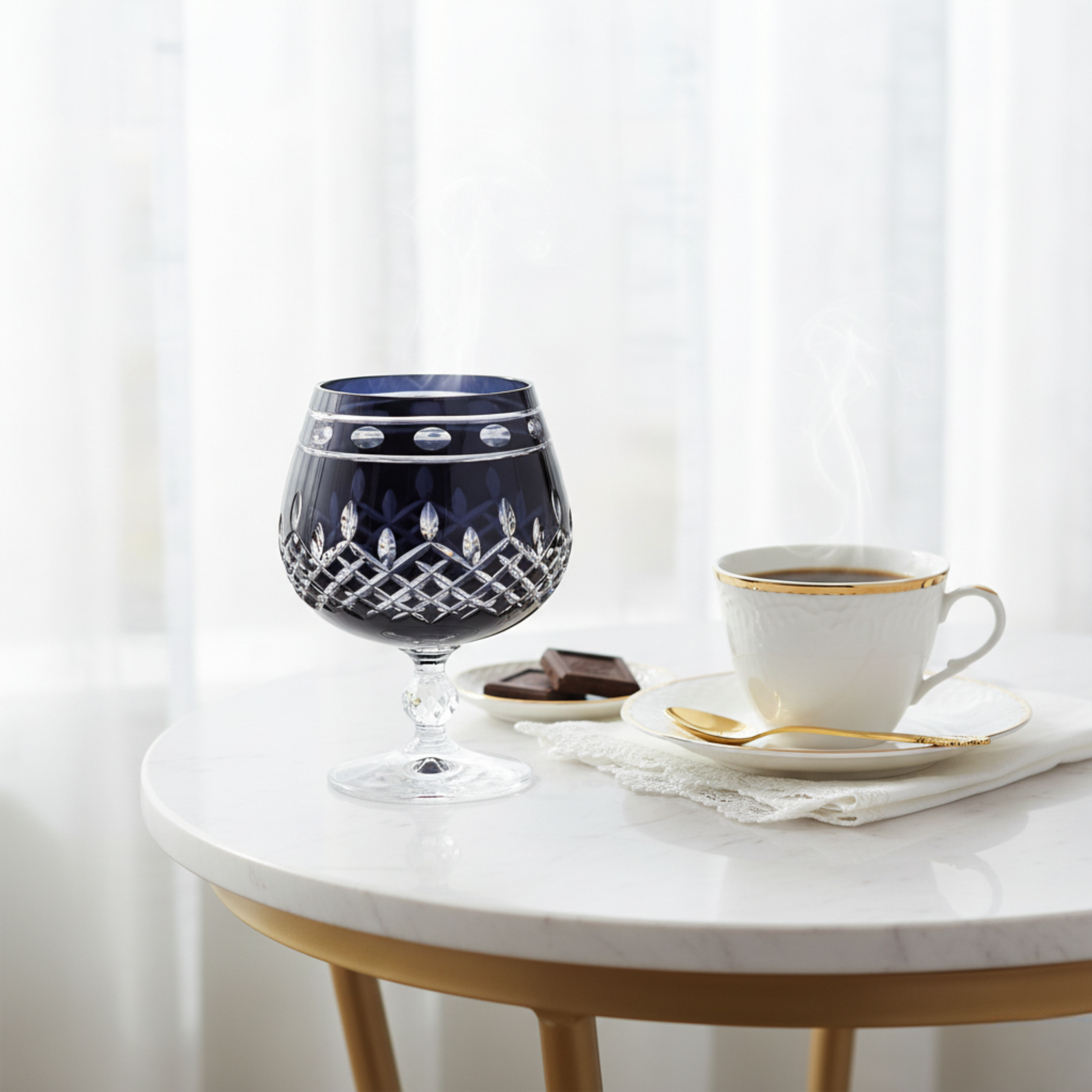 Ardea Cut Crystal Cognac Glasses - Set Of 2 - Margerie Crystal USA