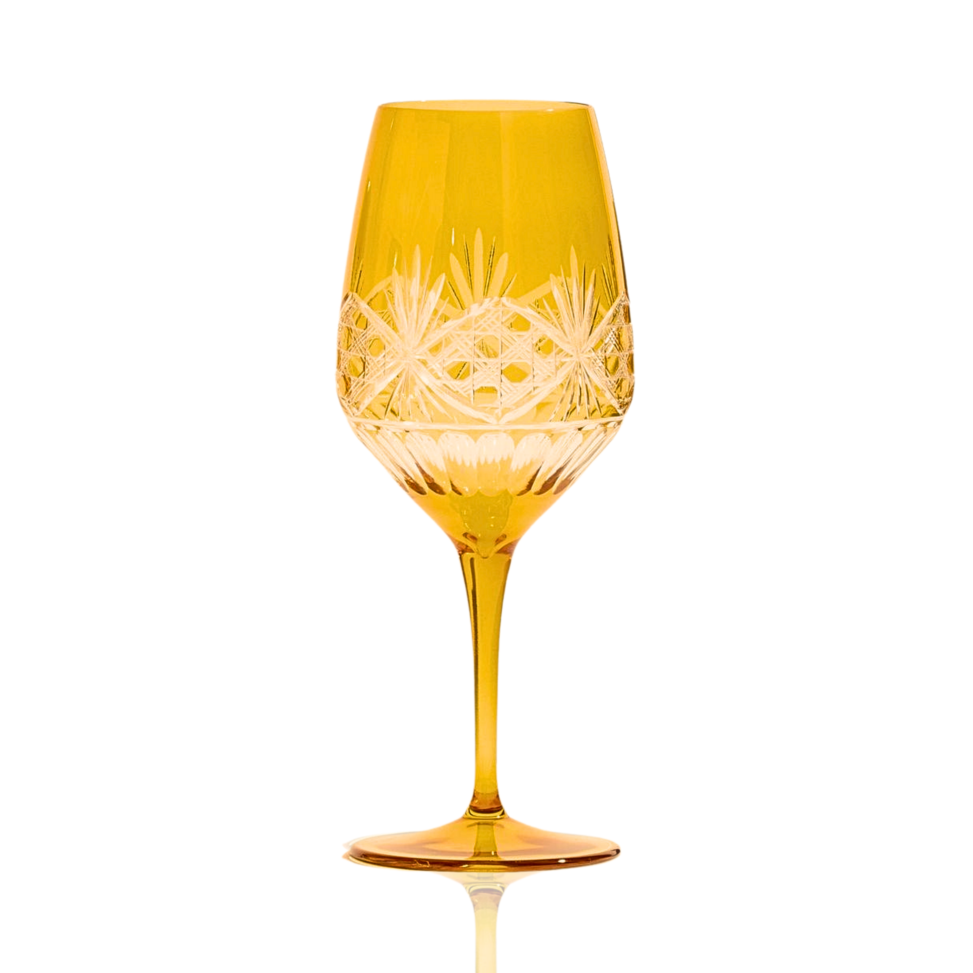 Victorian Cut Wine Stem Glasses - Set Of 2 - Margerie Crystal USA