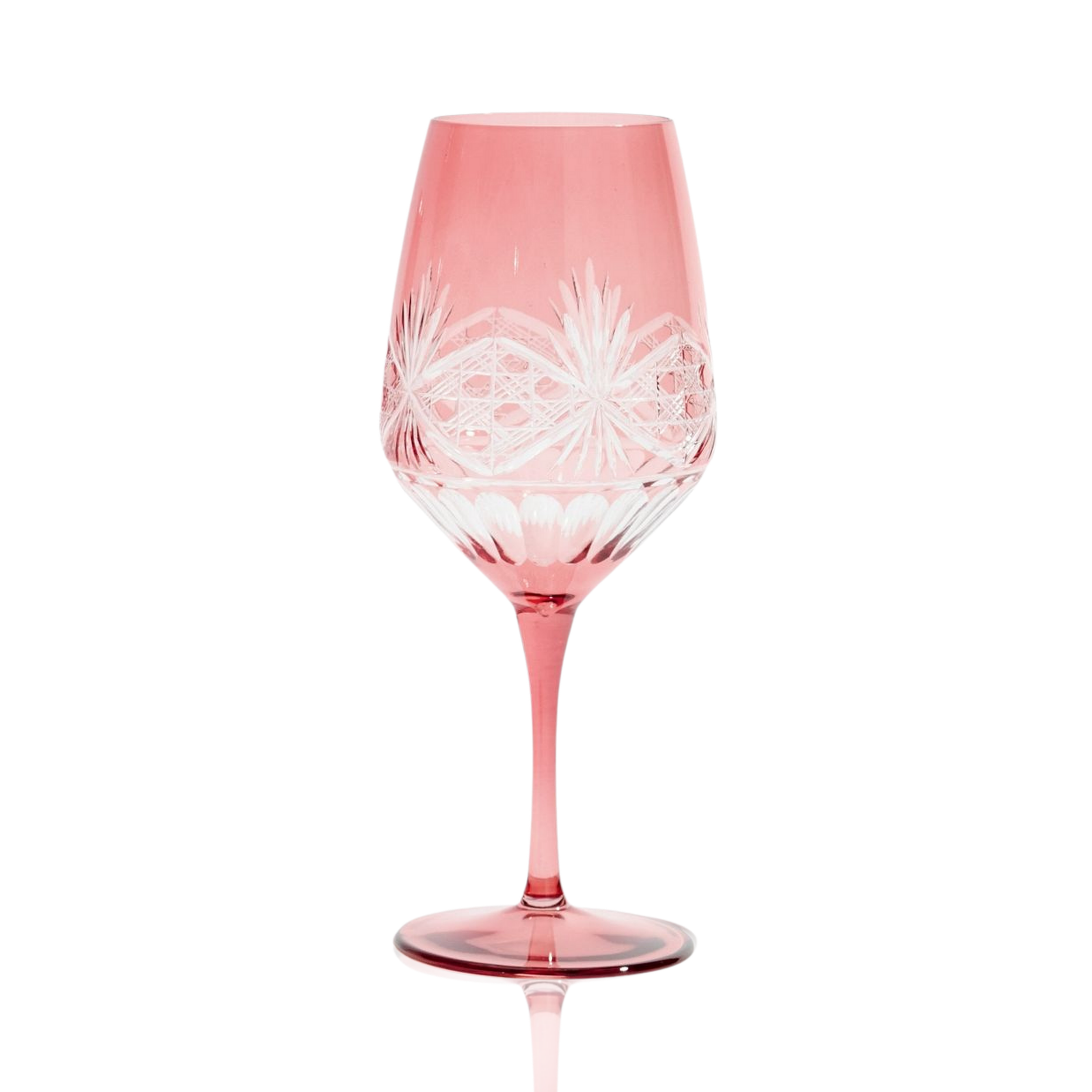 Victorian Cut Wine Stem Glasses - Set Of 2 - Margerie Crystal USA