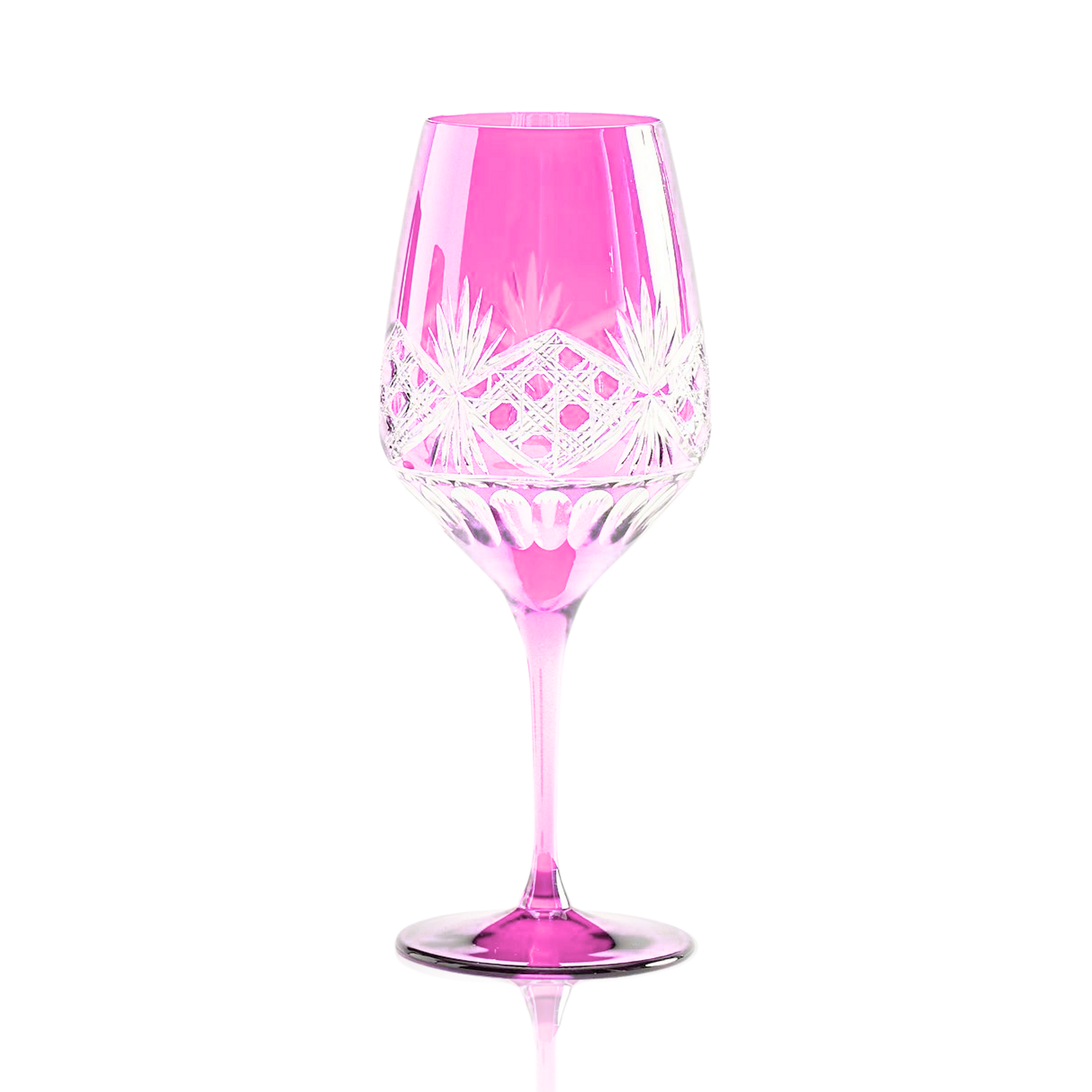 Victorian Cut Wine Stem Glasses - Set Of 2 - Margerie Crystal USA