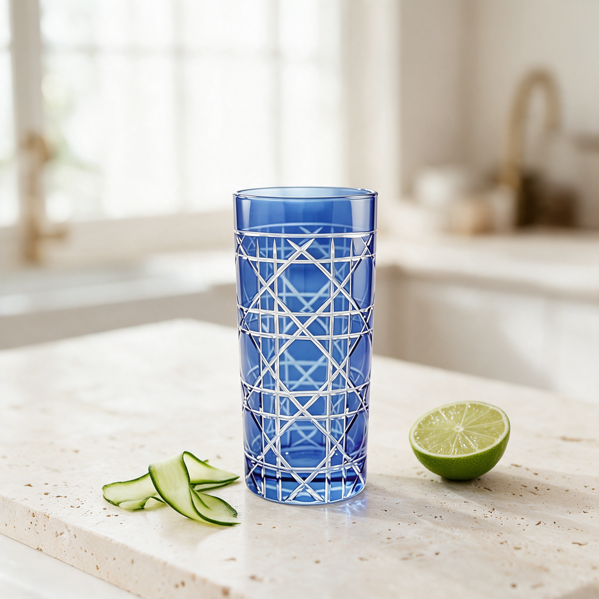 Gloria Cut Crystal Highball Glass - Margerie Crystal USA