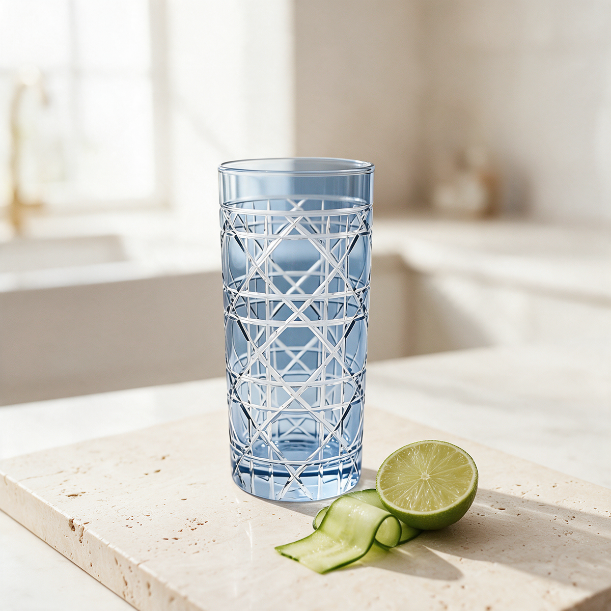 Gloria Cut Crystal Highball Glass - Margerie Crystal USA