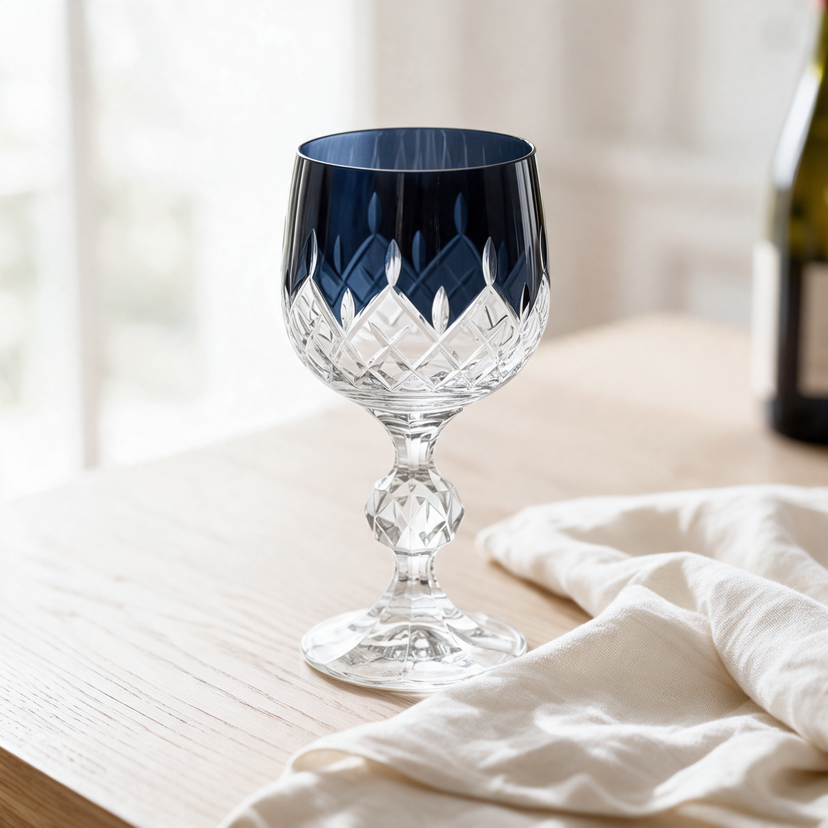 Aria Cut Crystal Wine Goblet - Margerie Crystal USA