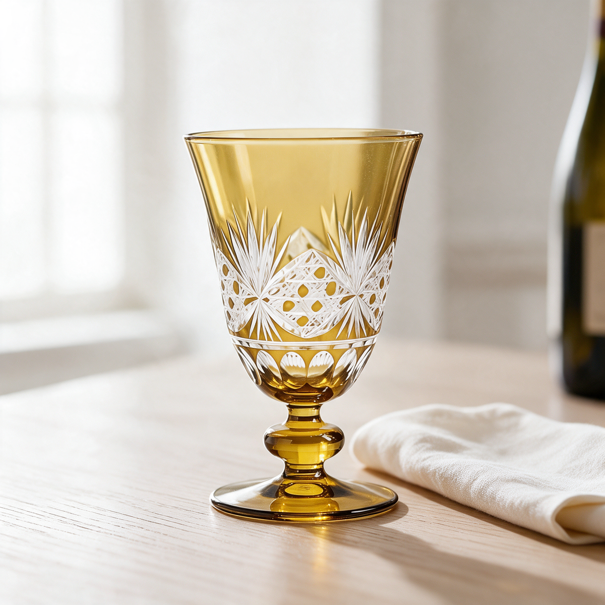 Victorian Cut Glass Goblet - Margerie Crystal USA