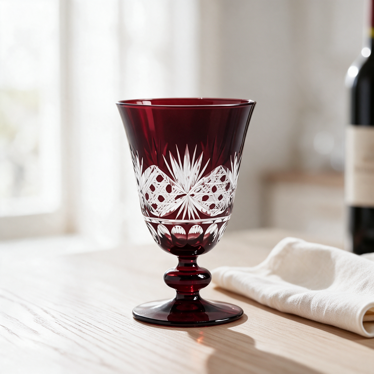 Victorian Cut Glass Goblet - Margerie Crystal USA