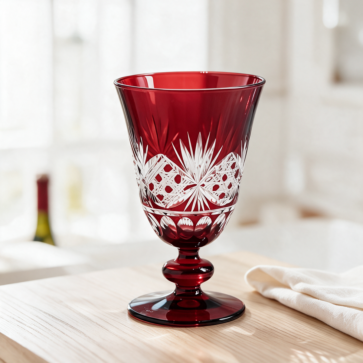 Victorian Cut Glass Goblet - Margerie Crystal USA