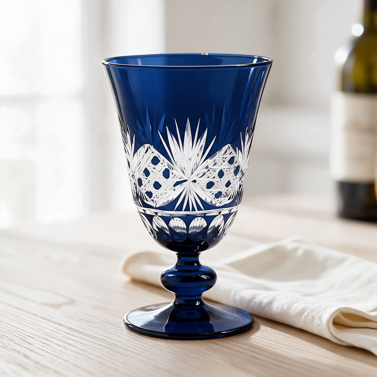 Victorian Cut Glass Goblet - Margerie Crystal USA
