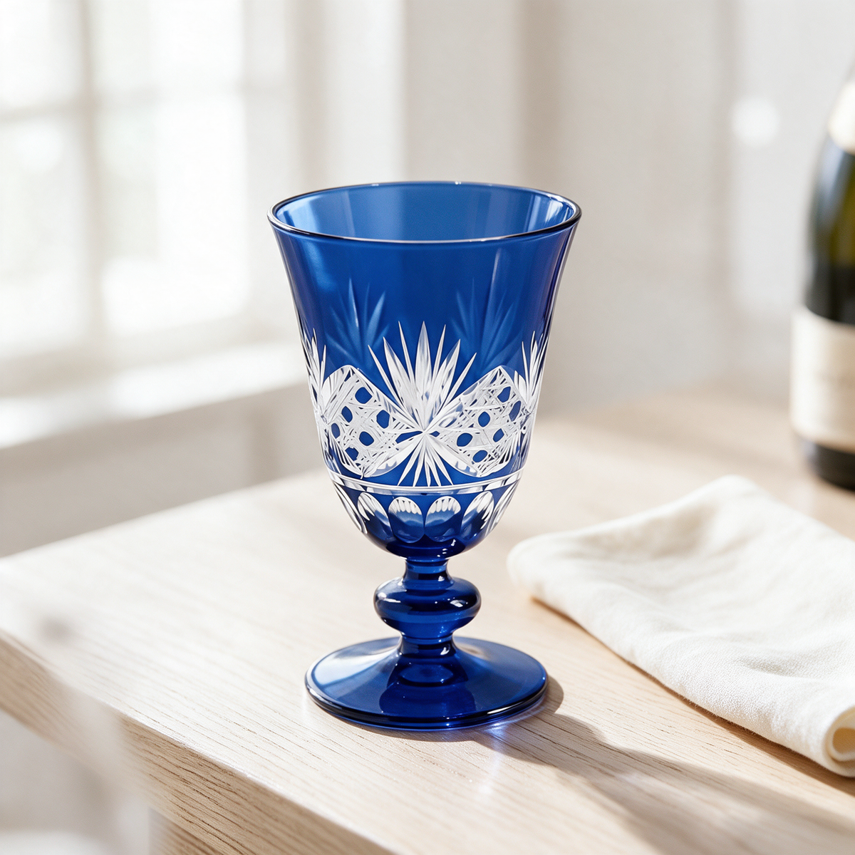 Victorian Cut Glass Goblet - Margerie Crystal USA