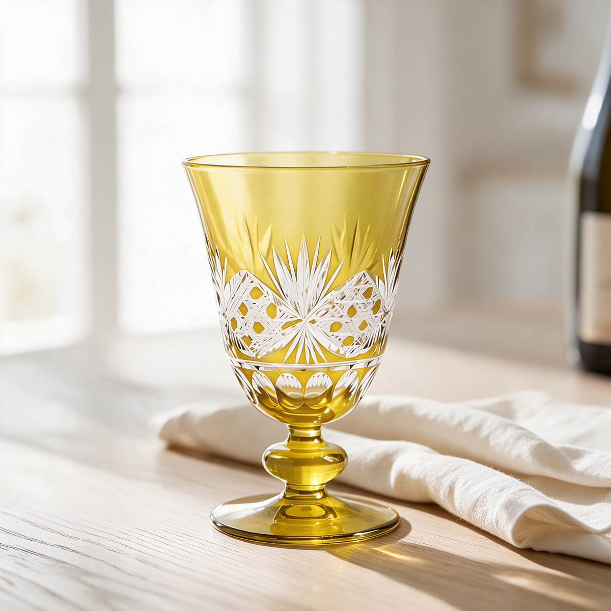 Victorian Cut Glass Goblet - Margerie Crystal USA