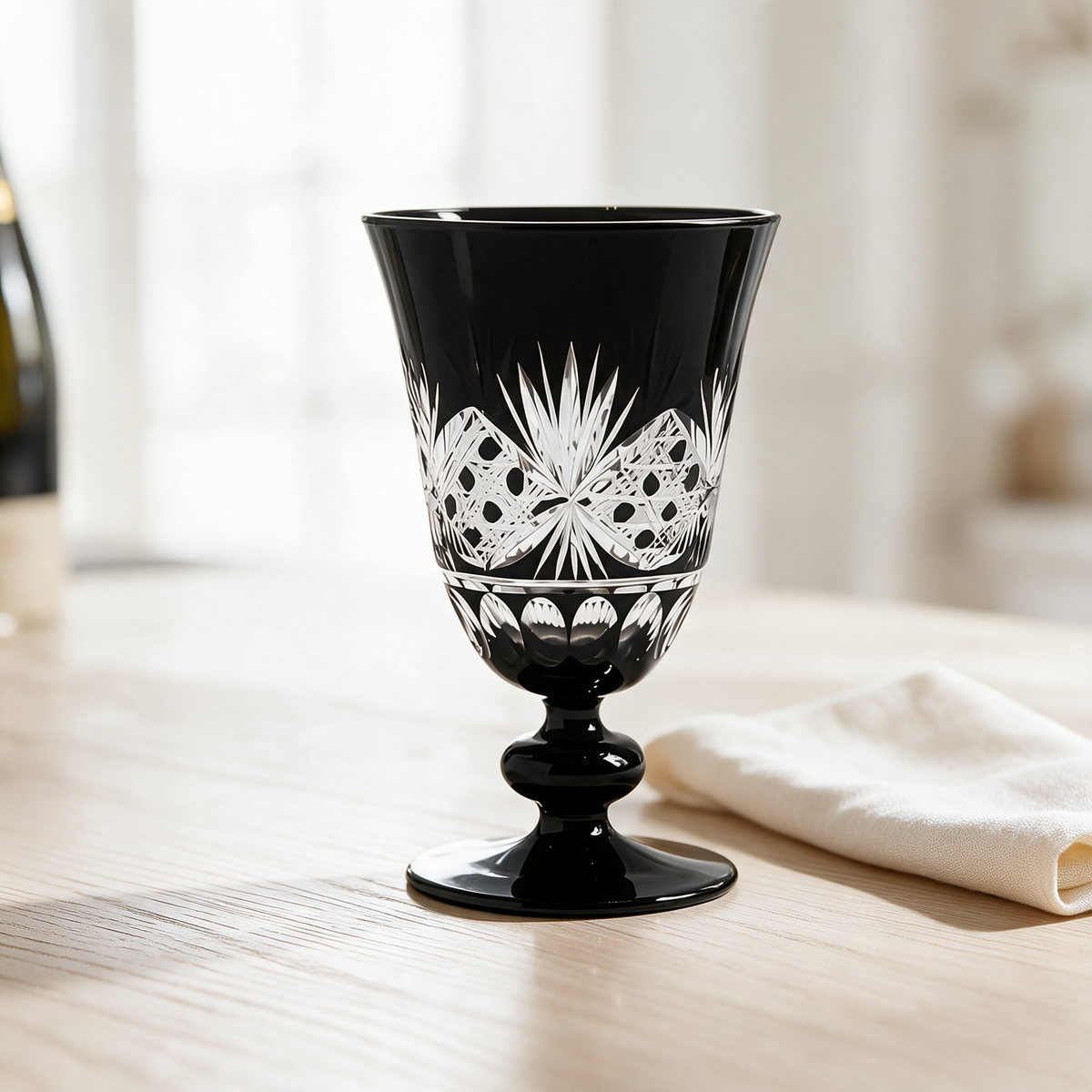 Victorian Cut Glass Goblet - Margerie Crystal USA