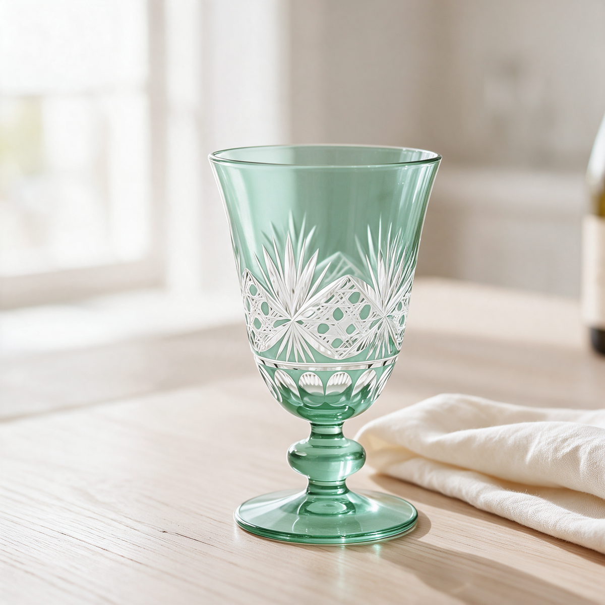 Victorian Cut Glass Goblet - Margerie Crystal USA