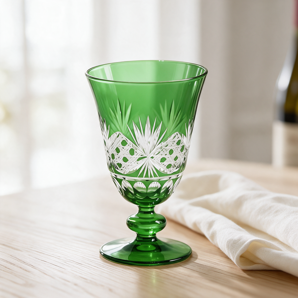 Victorian Cut Glass Goblet - Margerie Crystal USA