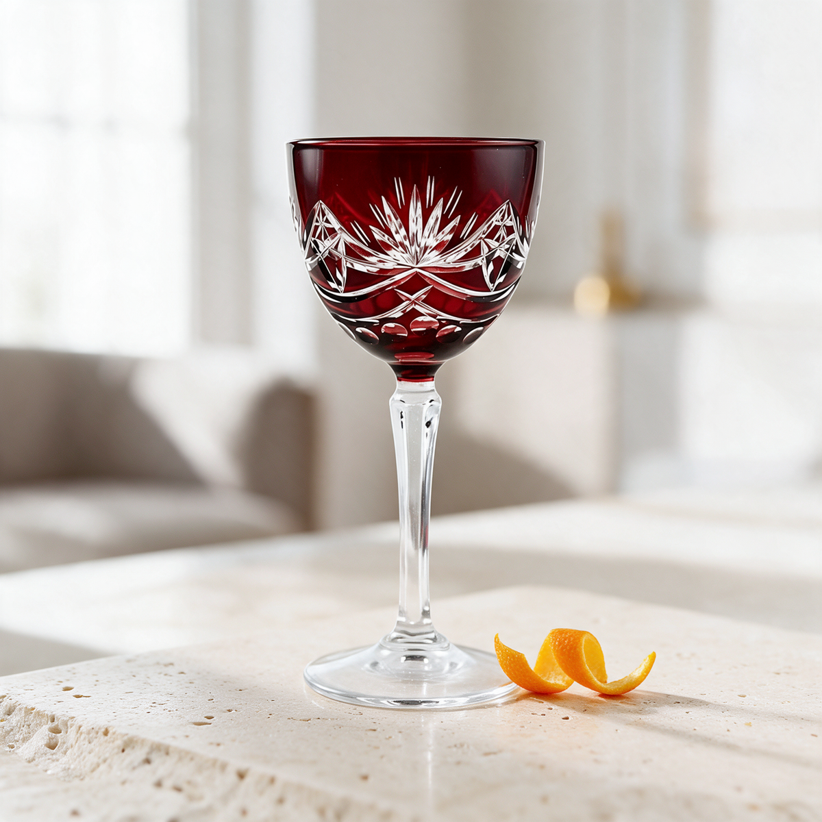Vintage Cut Crystal Cocktail Glass - Margerie Crystal USA