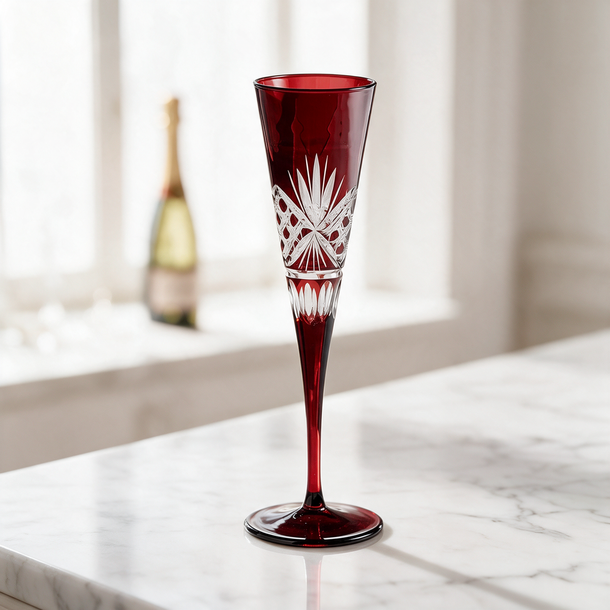 Victorian Cut Champagne Flute - Margerie Crystal USA
