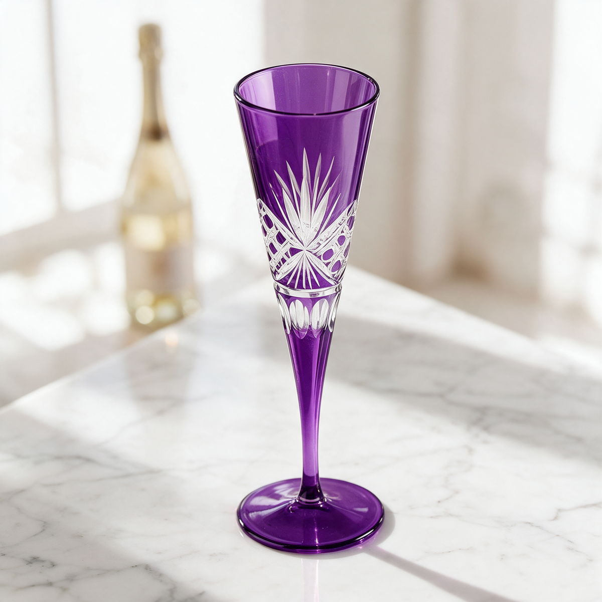 Victorian Cut Champagne Flute - Margerie Crystal USA