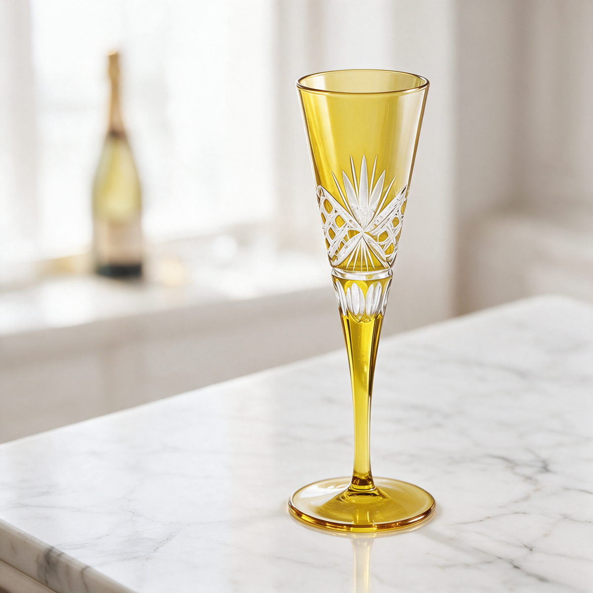 Victorian Cut Champagne Flute - Margerie Crystal USA