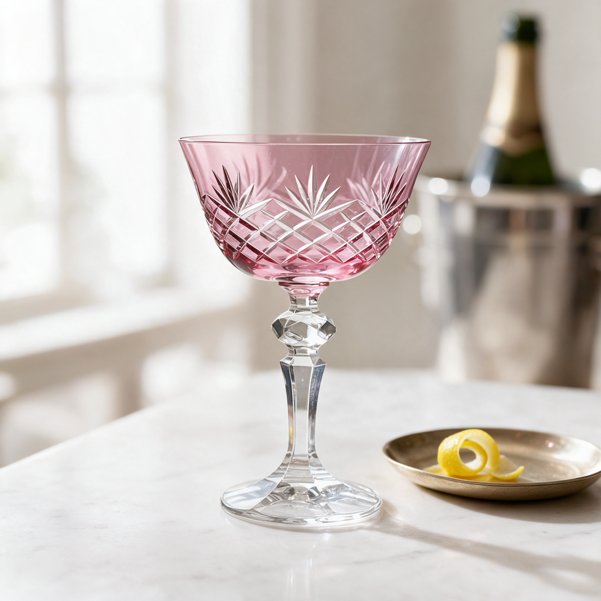 Ara Cut Crystal Champagne Coupe Glass - Margerie Crystal USA