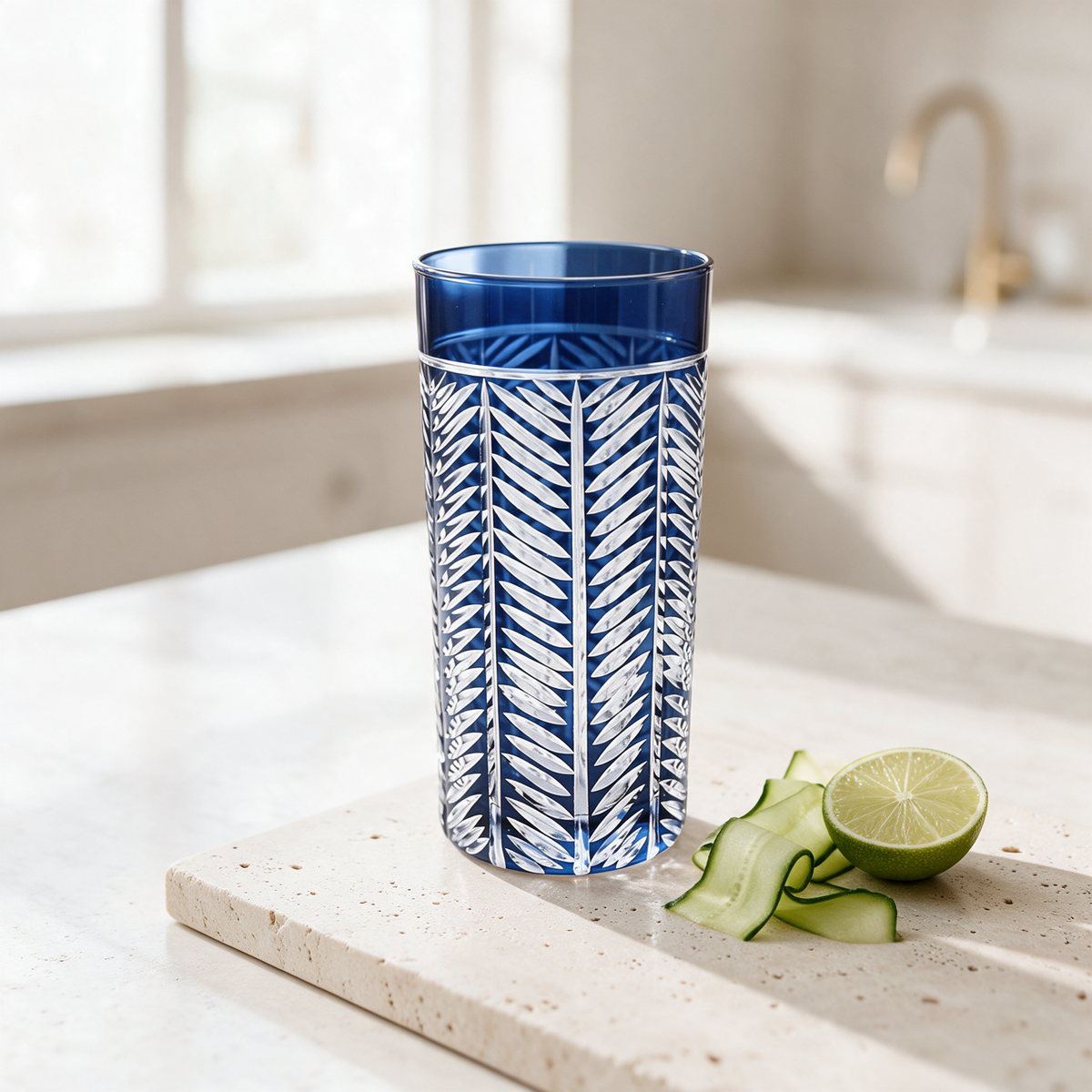 Lanza Cut Crystal Highball Glass - Margerie Crystal USA