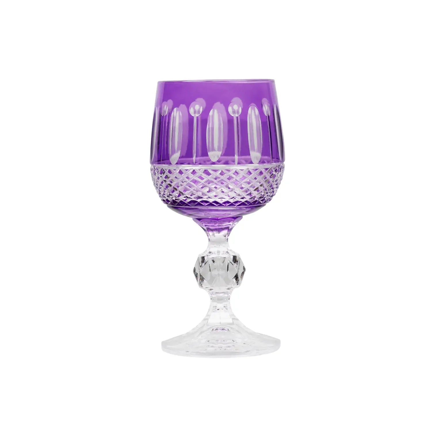 Ophelia Cut Crystal Wine Goblet - Set Of 2 - Margerie Crystal USA