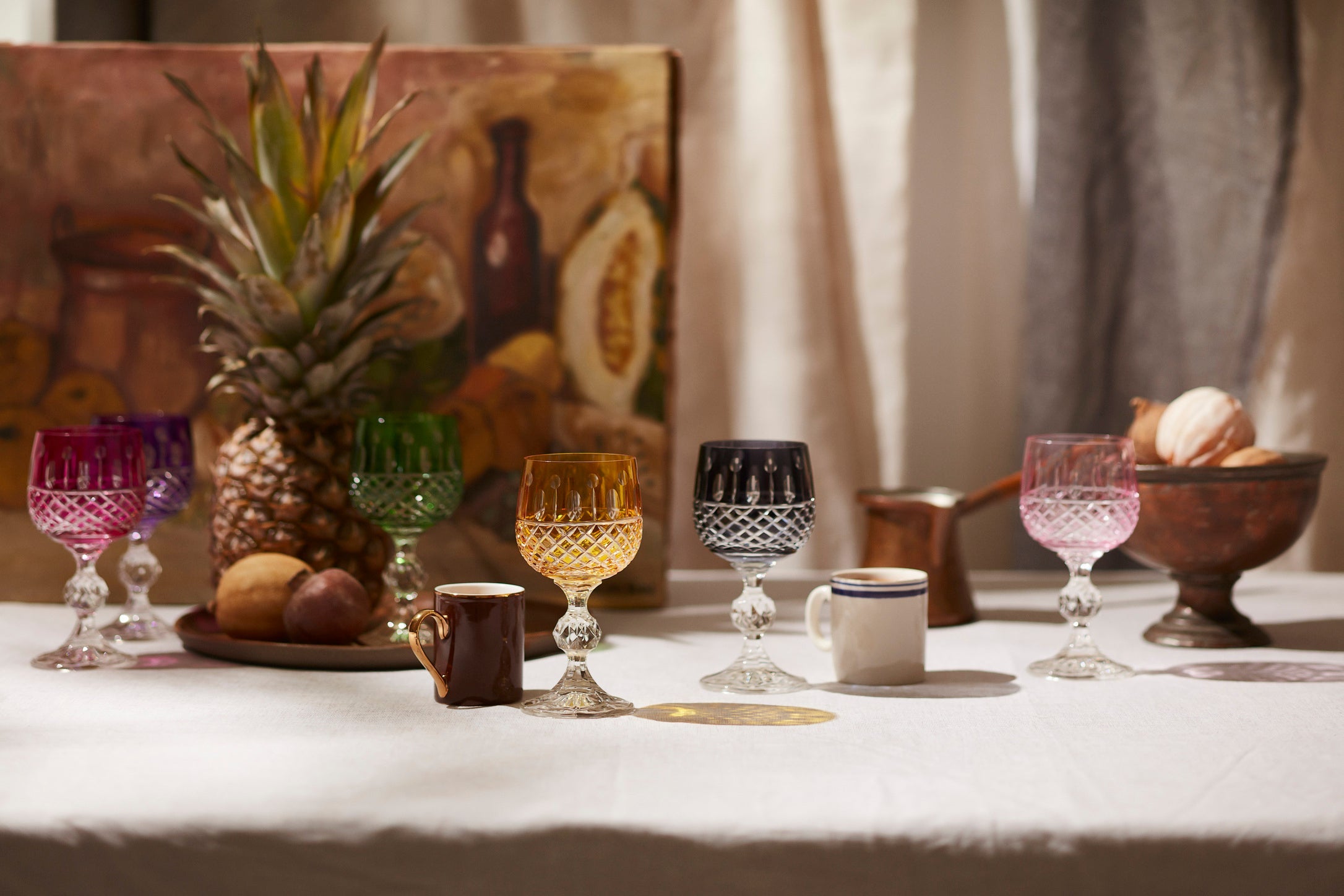 Ophelia Cut Crystal Wine Goblet - Set Of 2 - Margerie Crystal USA