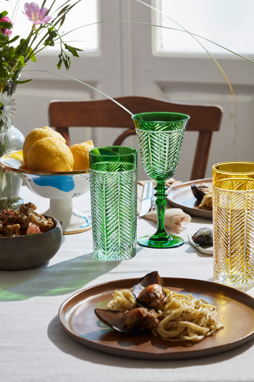 Lanza Cut Crystal Wine Glasses - Set Of 2 - Margerie Crystal USA