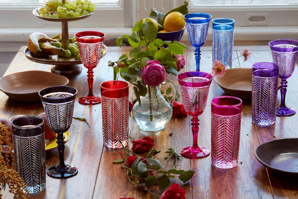 Lanza Cut Crystal Highball Glasses - Set Of 2 - Margerie Crystal USA