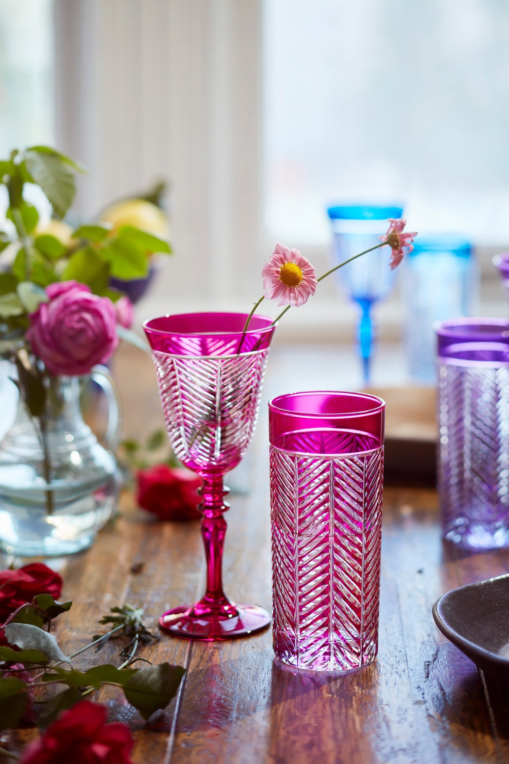 Lanza Cut Crystal Highball Glasses - Set Of 2 - Margerie Crystal USA