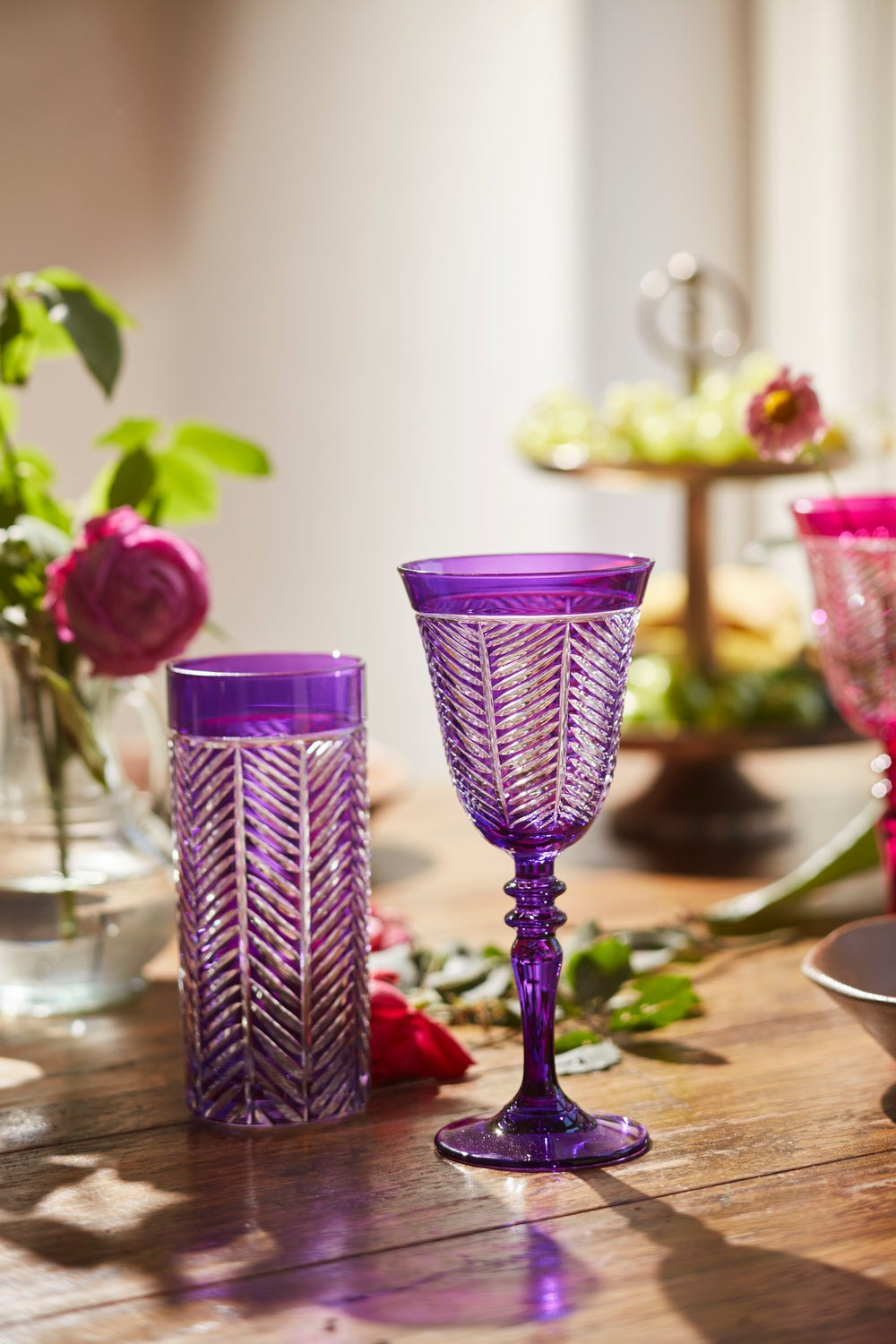 Lanza Cut Crystal Highball Glasses - Set Of 2 - Margerie Crystal USA