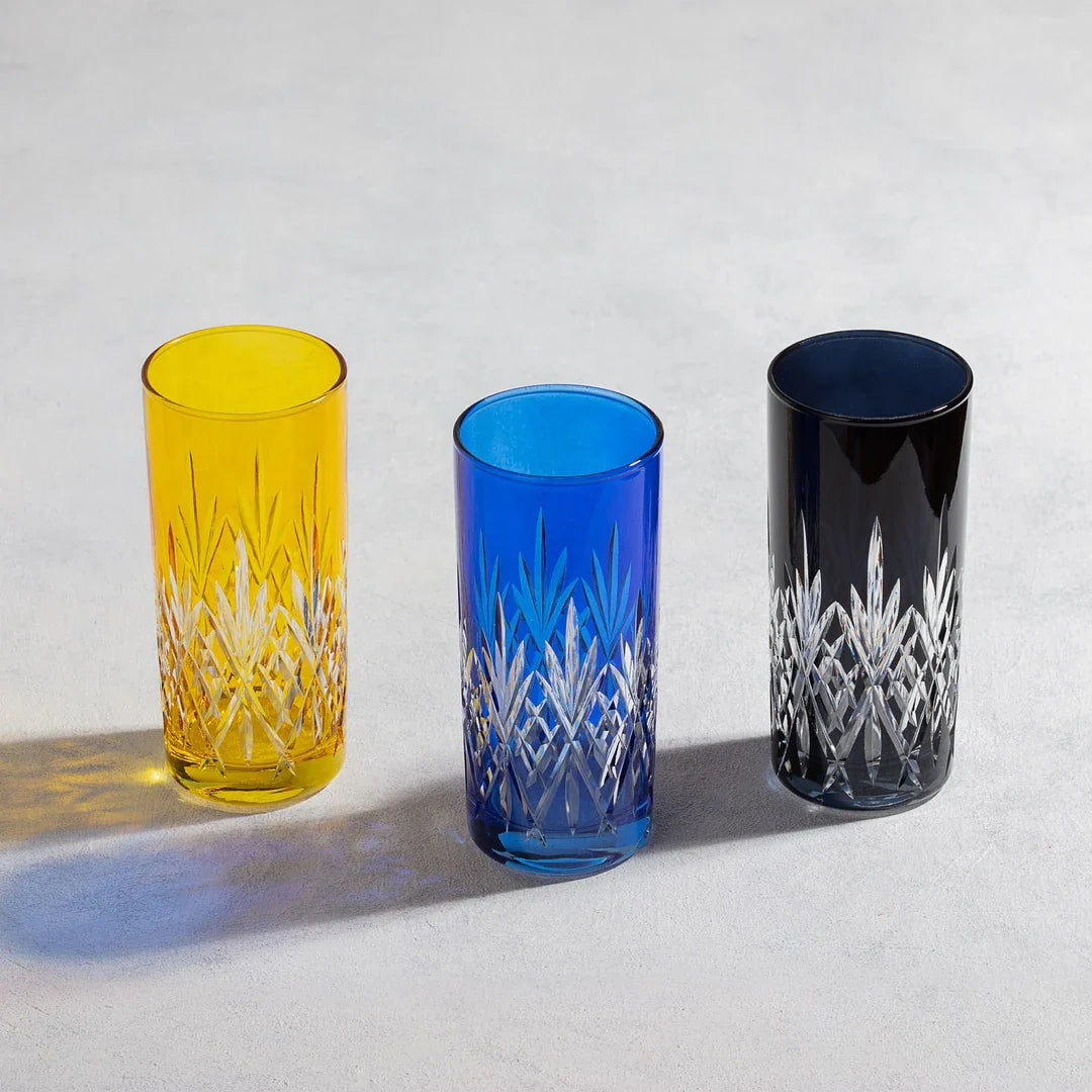 Linka Cut Crystal Highball Glasses - Set Of 2 - Margerie Crystal USA