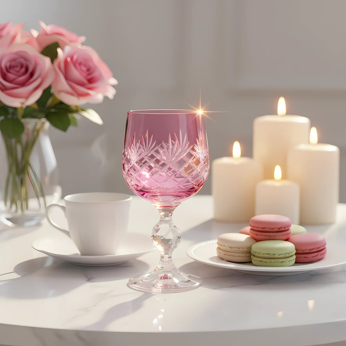 Ara Cut Crystal Small Wine Goblet - Set Of 2