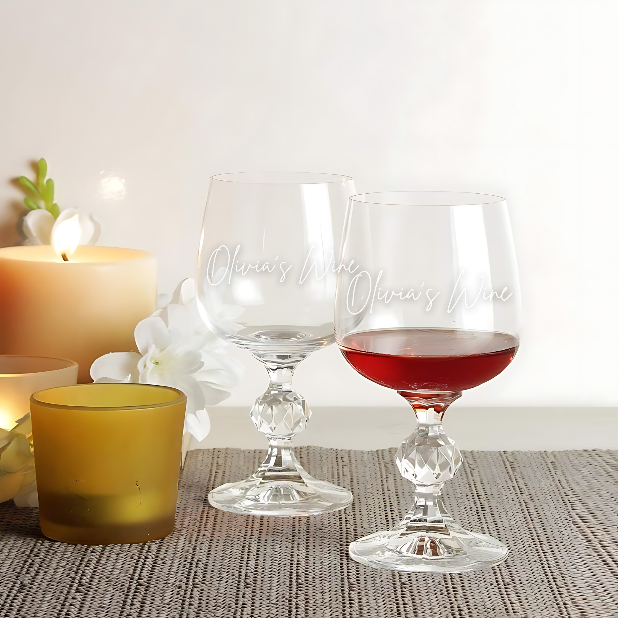 Personalized Crystal Wine Goblet - Set Of 2 - Margerie Crystal USA