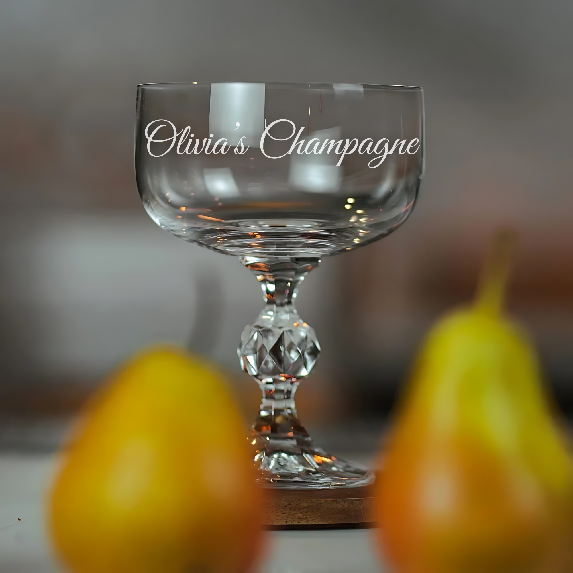 Personalized Crystal Champagne Coupe Glasses - Set of 2 - Margerie Crystal USA