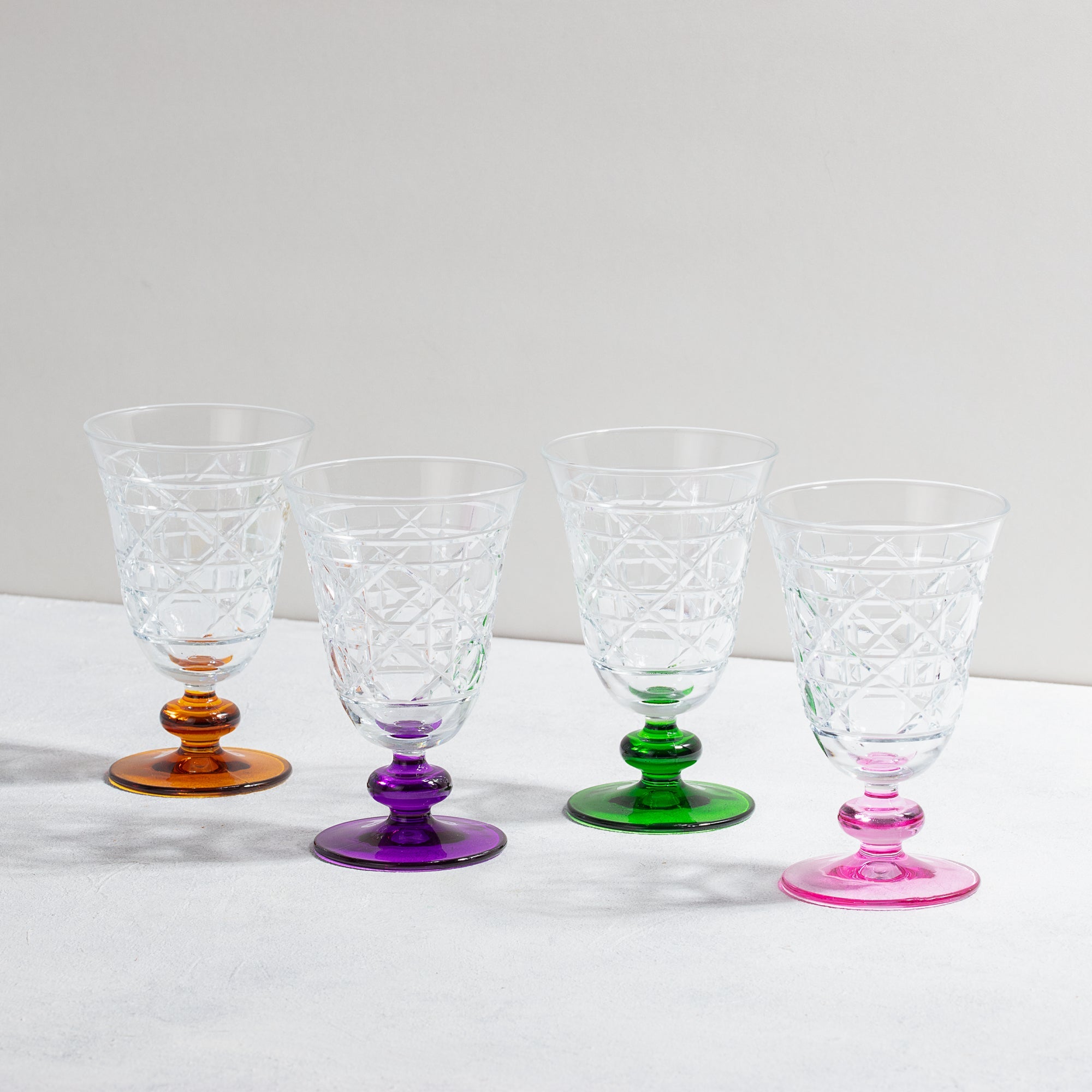 Gloria Hybrid Cut Crystal Wine Goblet - Set Of 2 - Margerie Crystal USA