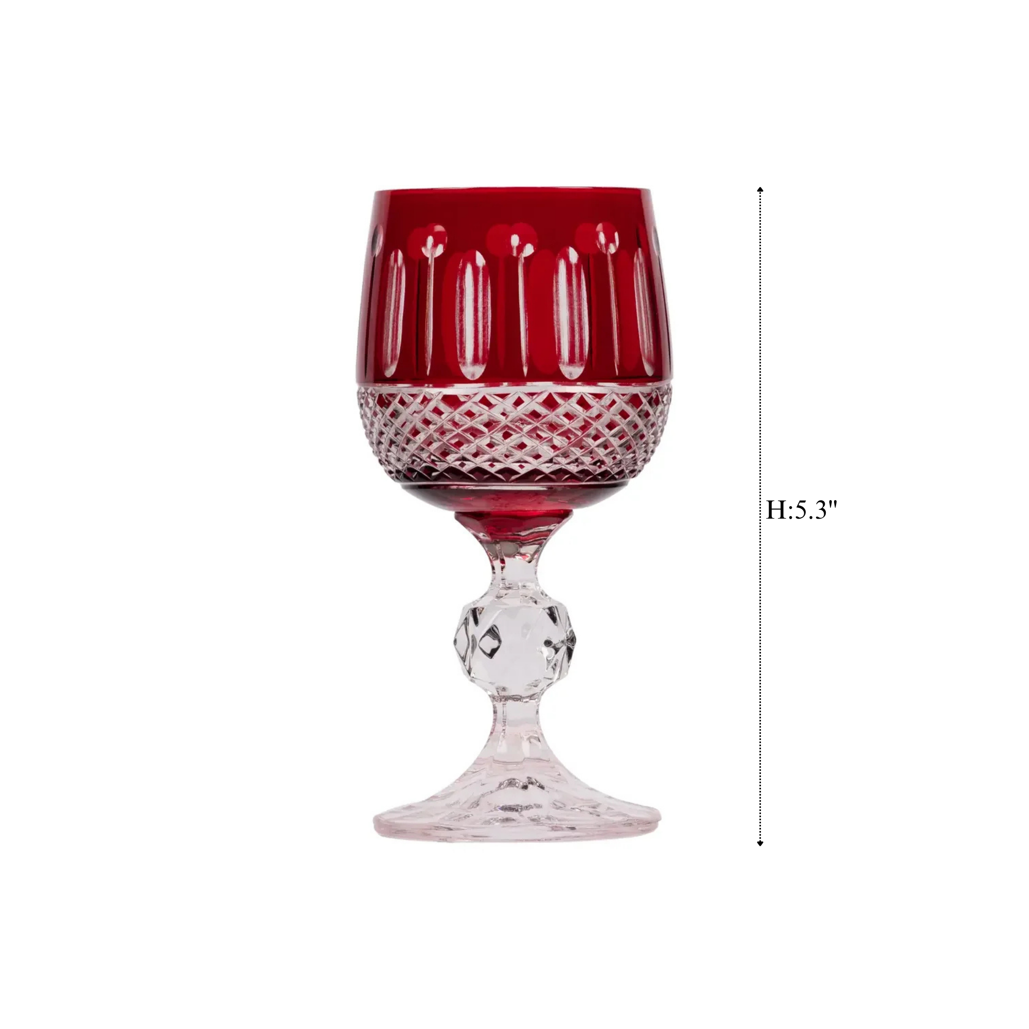 Ophelia Cut Crystal Wine Goblet - Set Of 2 - Margerie Crystal USA