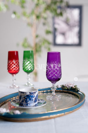 Ara Cut Crystal Champagne Flutes