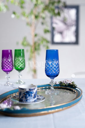 Ara Cut Crystal Champagne Flutes