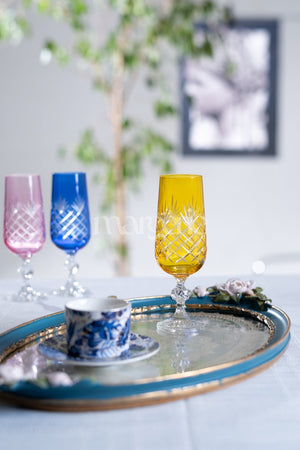 Ara Cut Crystal Champagne Flutes
