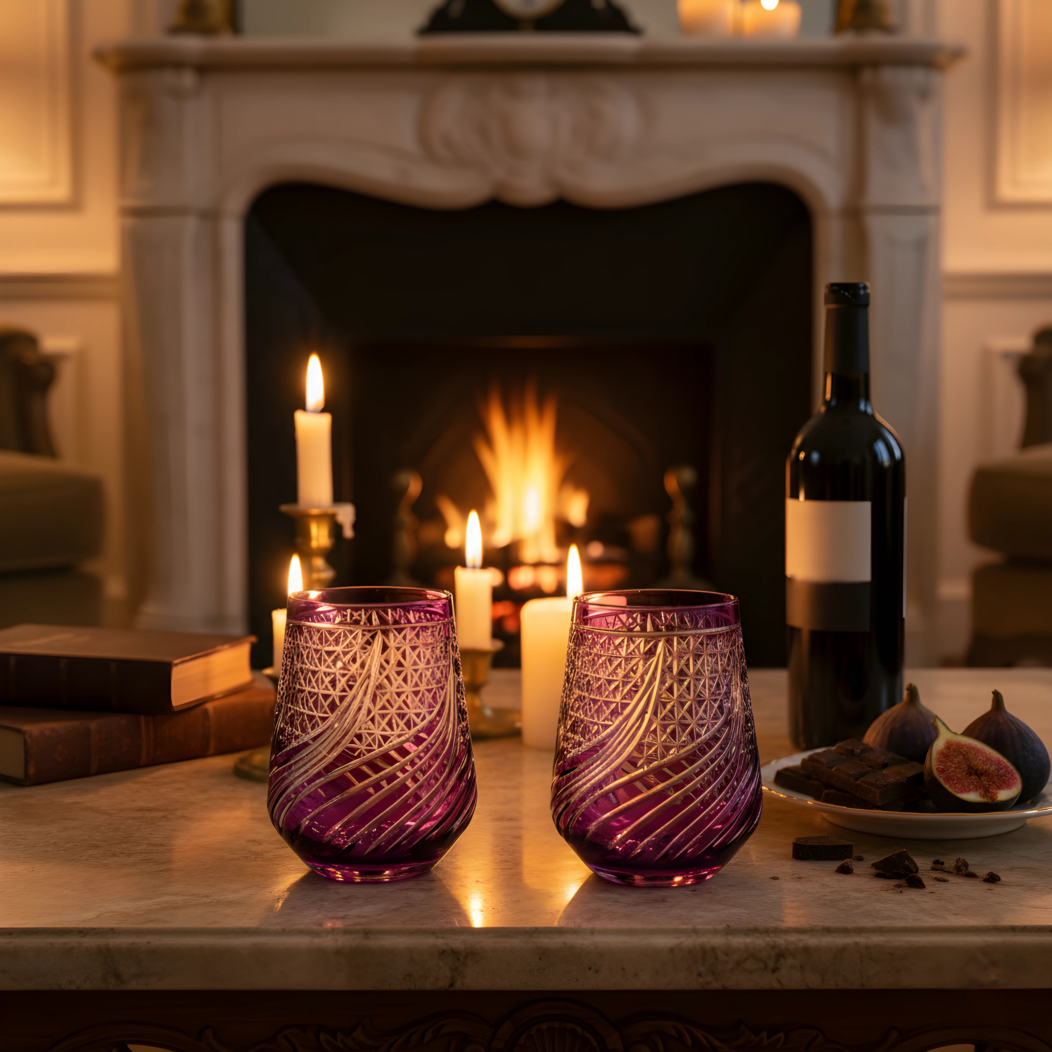 Aurora Stemless Wine Glass - Set Of 2 - Margerie Crystal USA