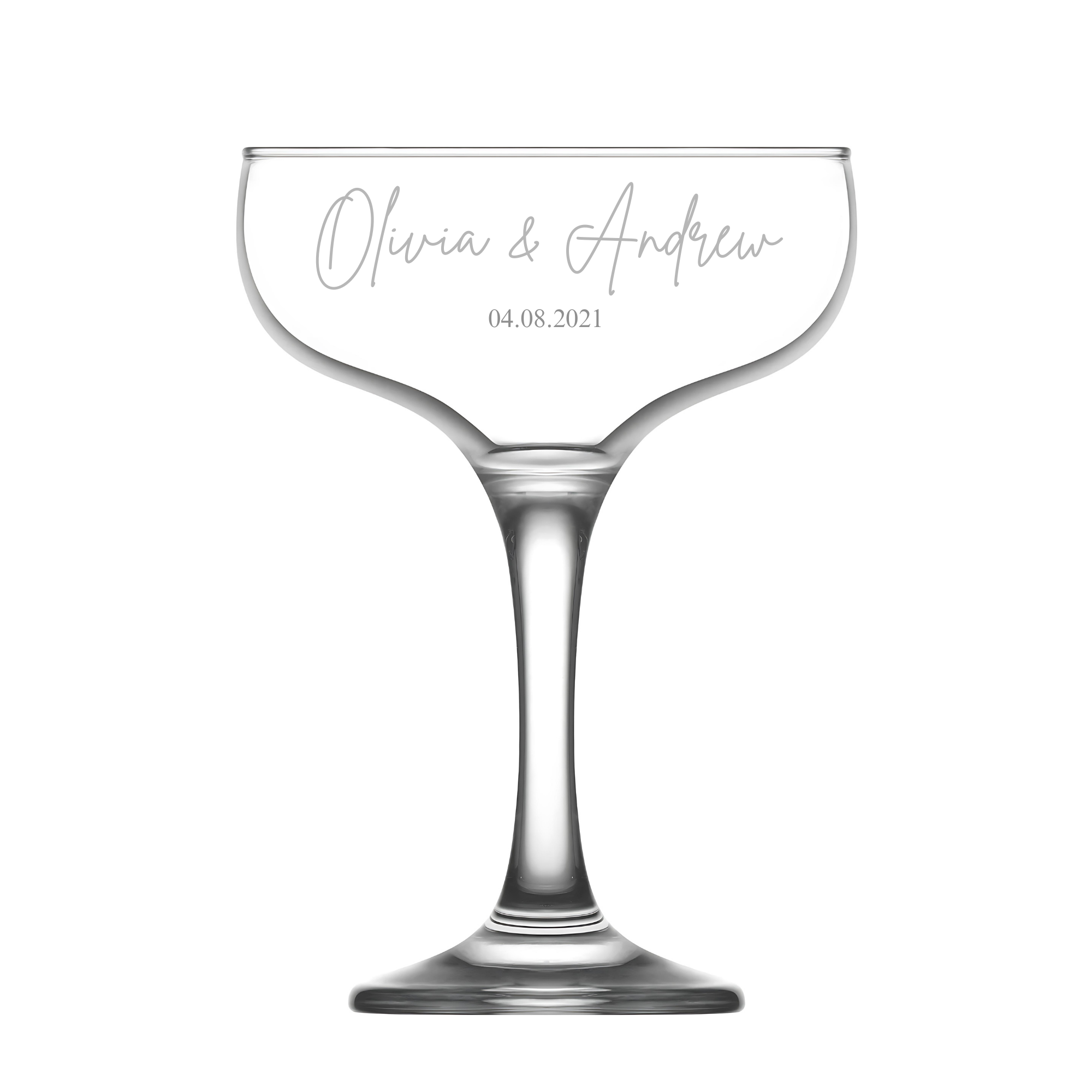 Personalized Coupe Glasses - Set of 2 - Margerie Crystal USA