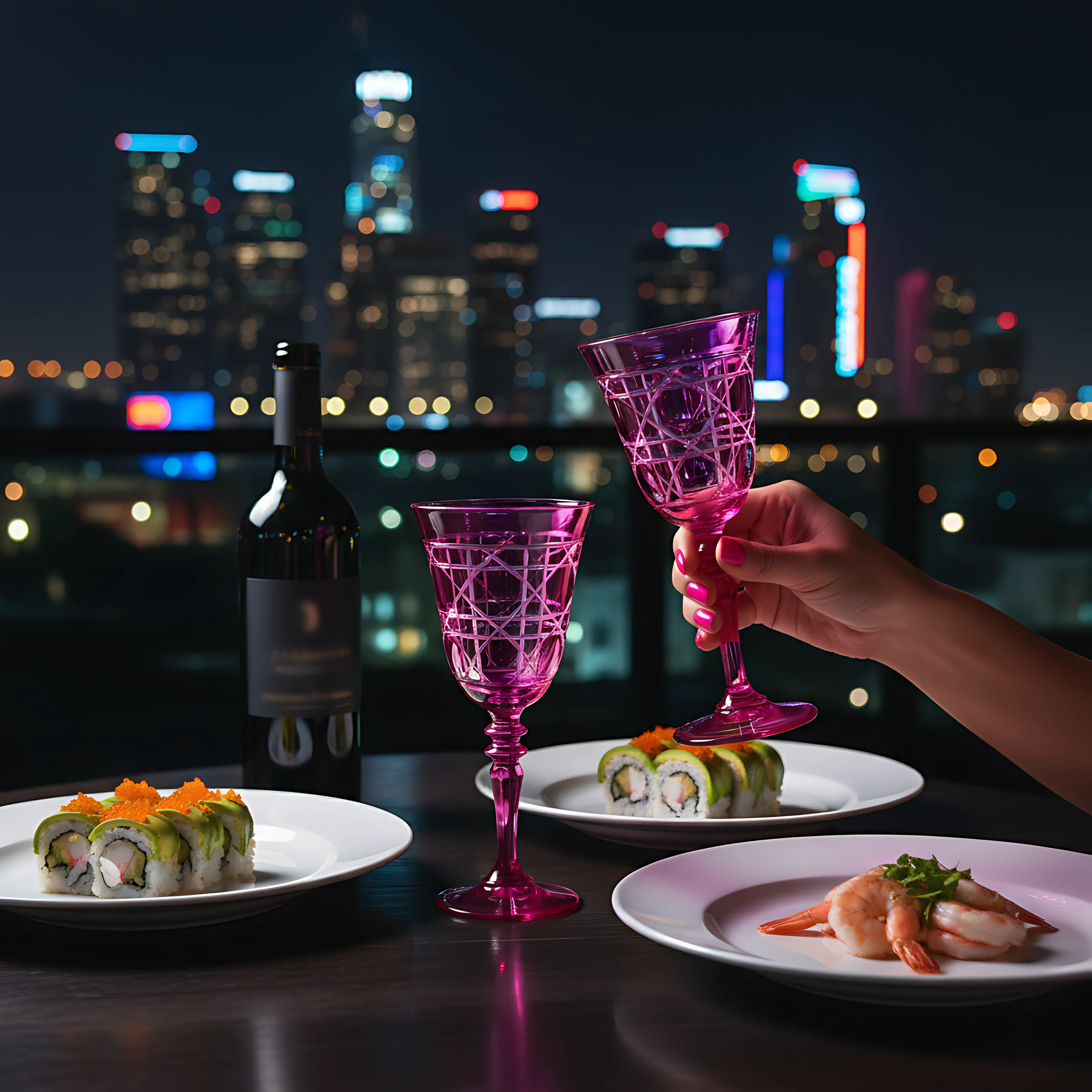 Gloria Cut Crystal Wine Glasses - Set Of 2 - Margerie Crystal USA