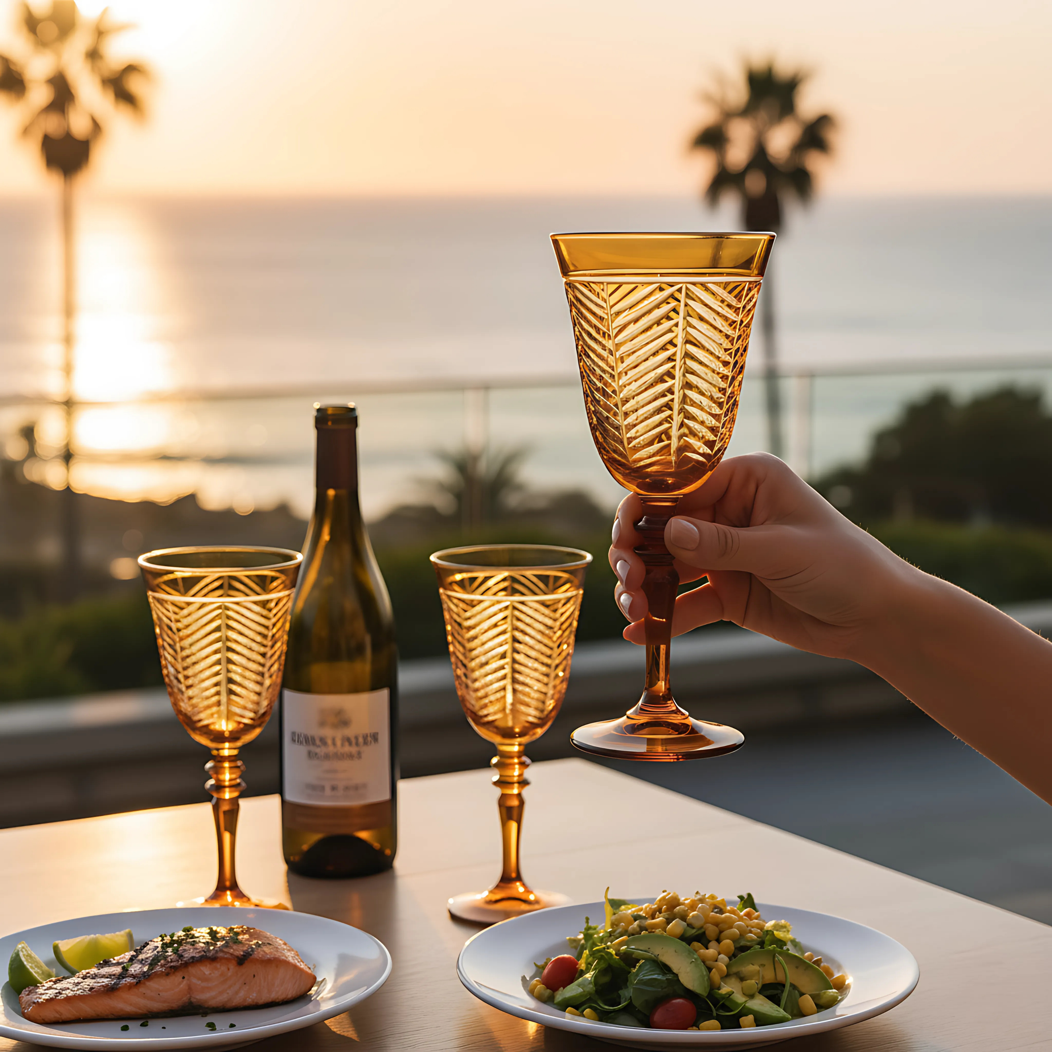 Lanza Cut Crystal Wine Glasses - Set Of 2 - Margerie Crystal USA